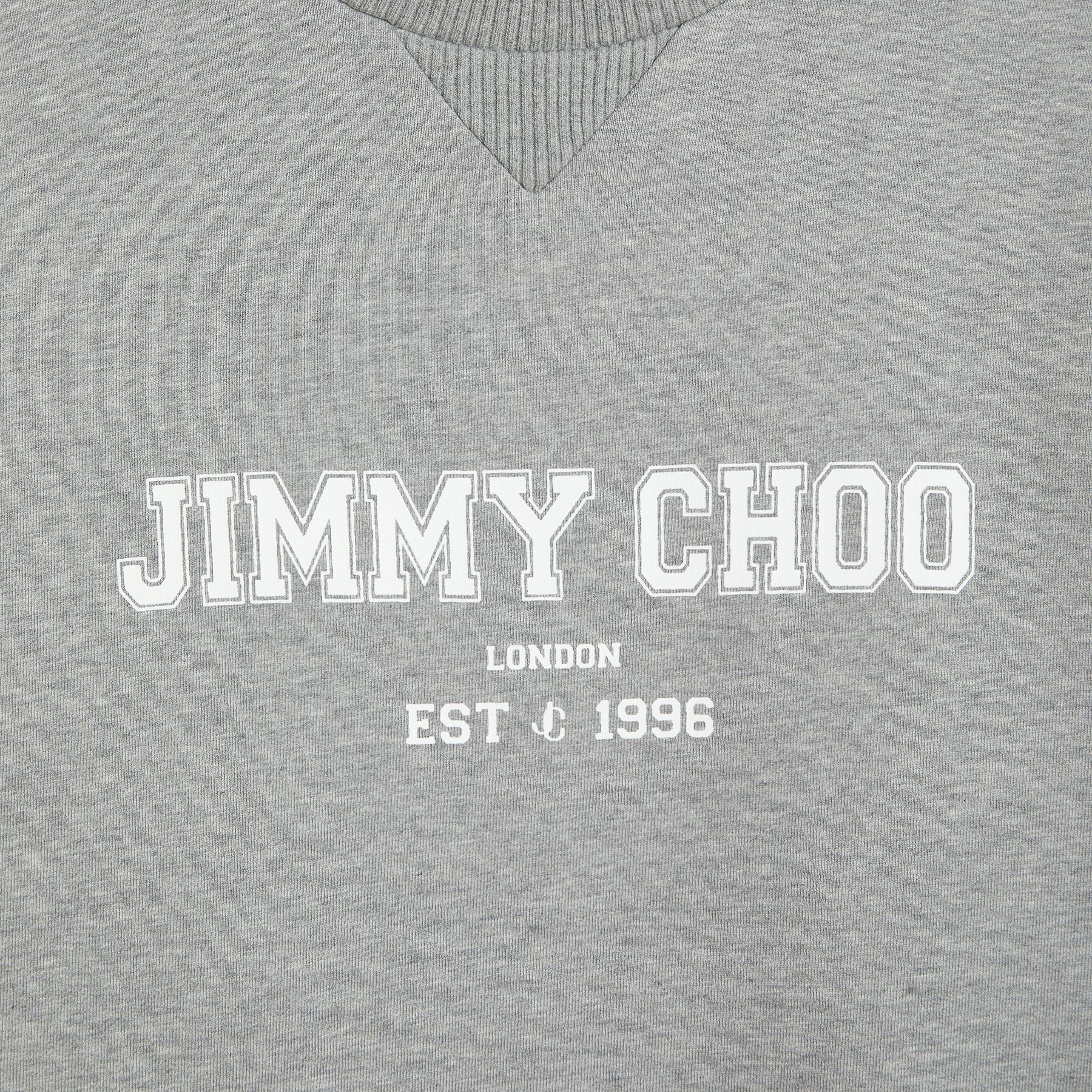Grey Melange Oversized Sweatshirt with White Logo | JC COLLEGE HOODIE |  Autumn Winter 2020 | JIMMY CHOO AU