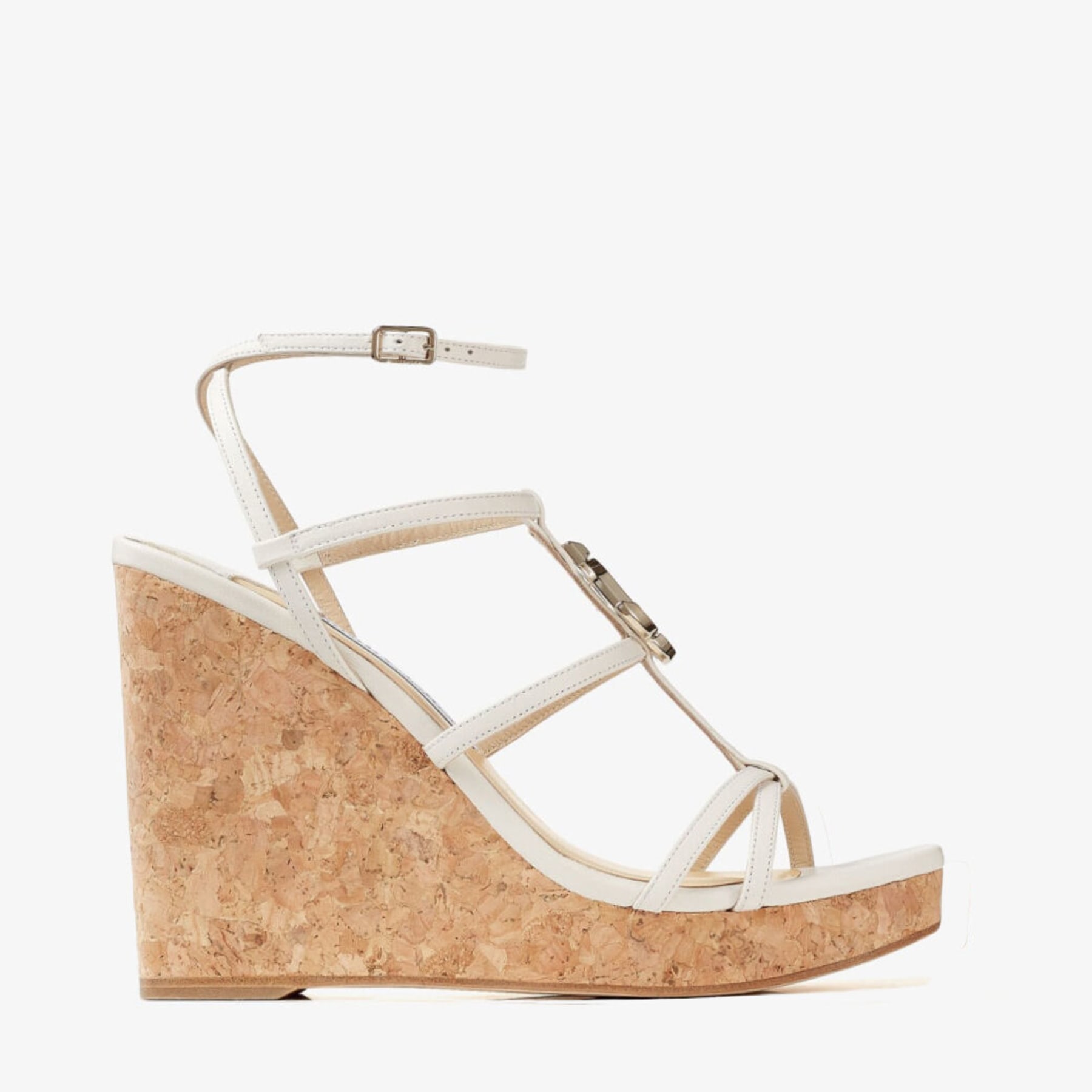 Zeppe in nappa color caffelatte con logo JC JC WEDGE 110 Piena
