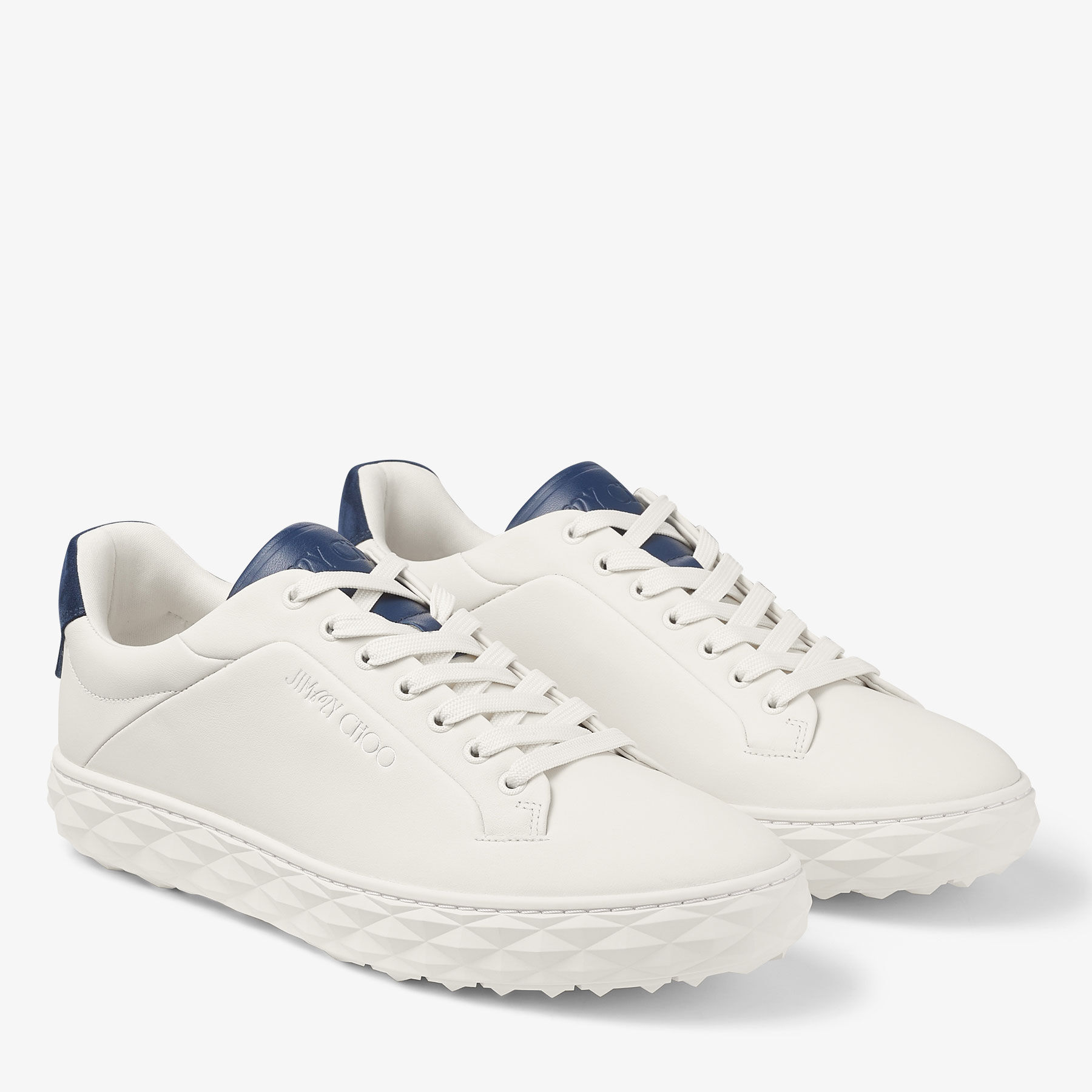 Jimmy Choo Malbon Diamond M Latte Navy Leather Trainers Jimmy Choo Malbon JIMMY CHOO