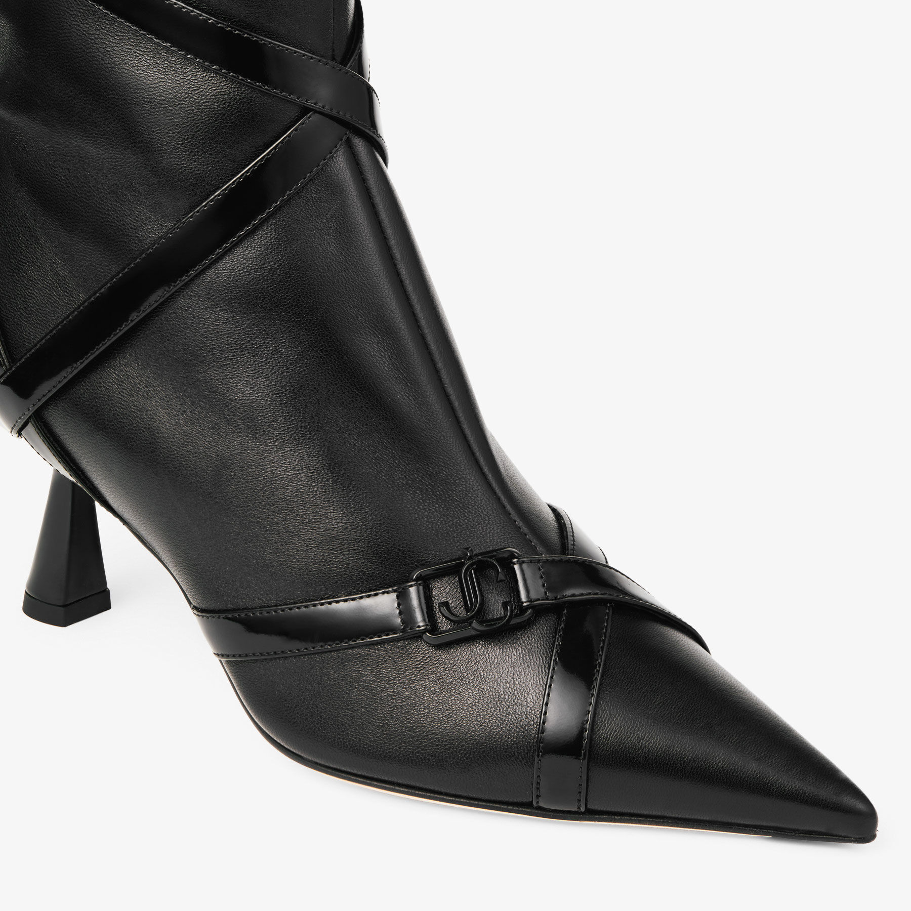 Black ankle boots shiny top