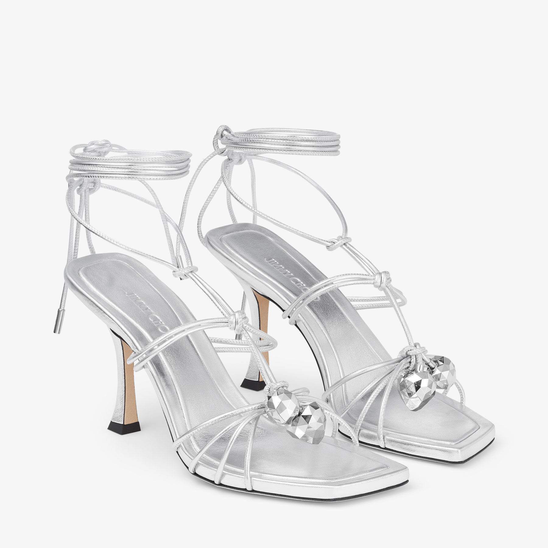 Jemma 90 Sandales en cuir nappa metallise argente JIMMY CHOO