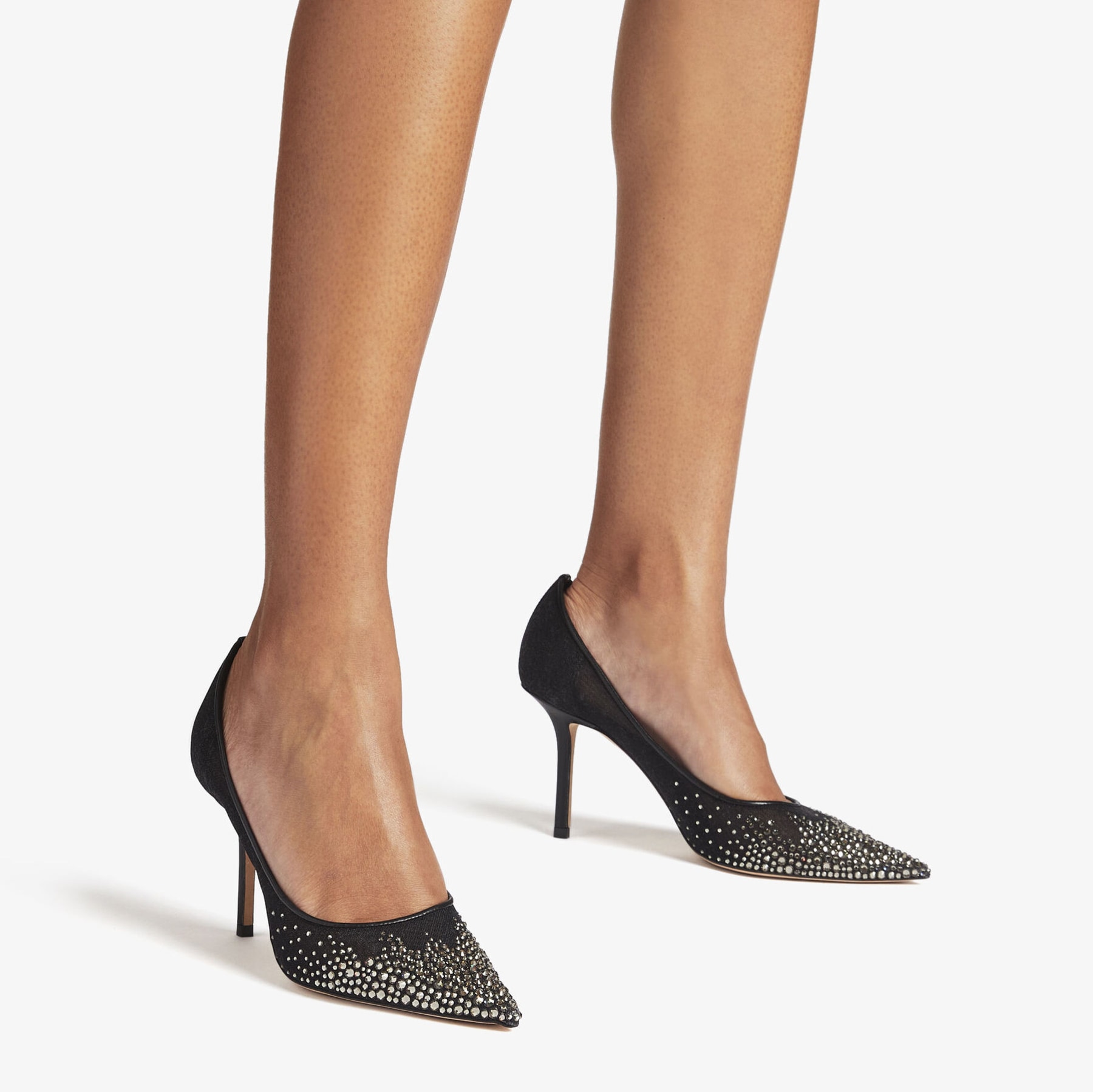 LOVE 85 Black Mesh Pumps with Degrade Crystals New Collection JIMMY CHOO