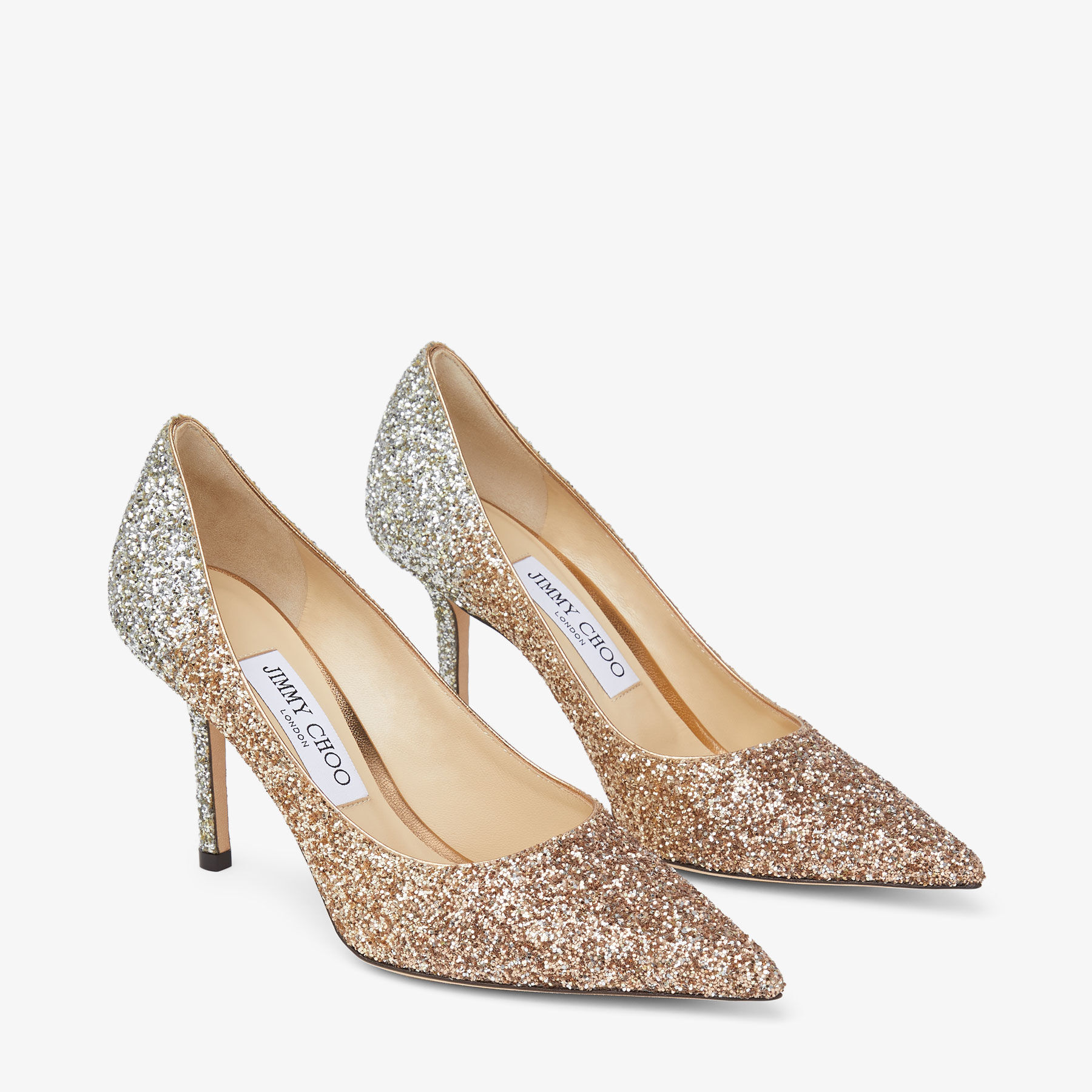 LOVE 85 Rose Gold Degrade Glitter Fabric Pumps Diwali