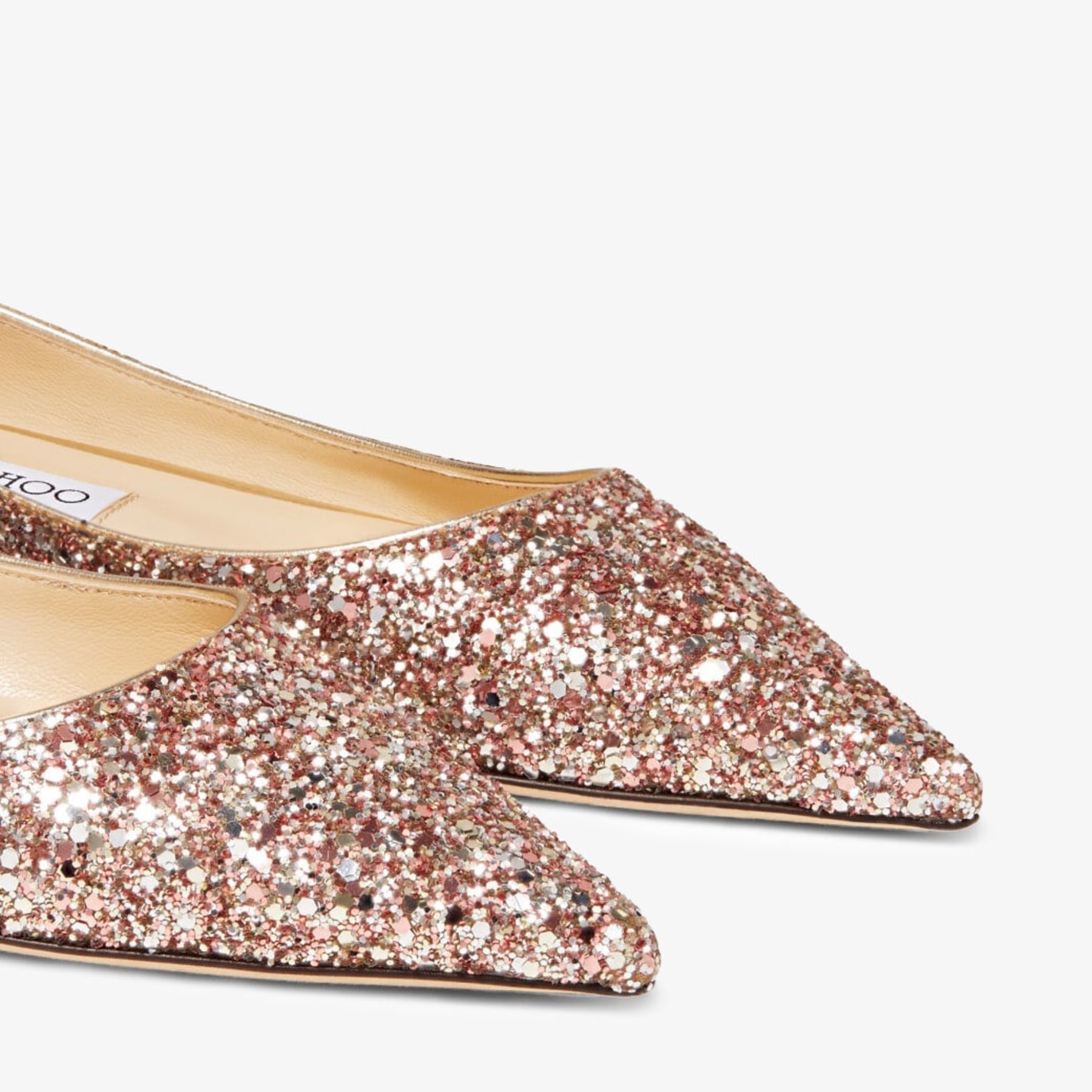 rose gold glitter flats