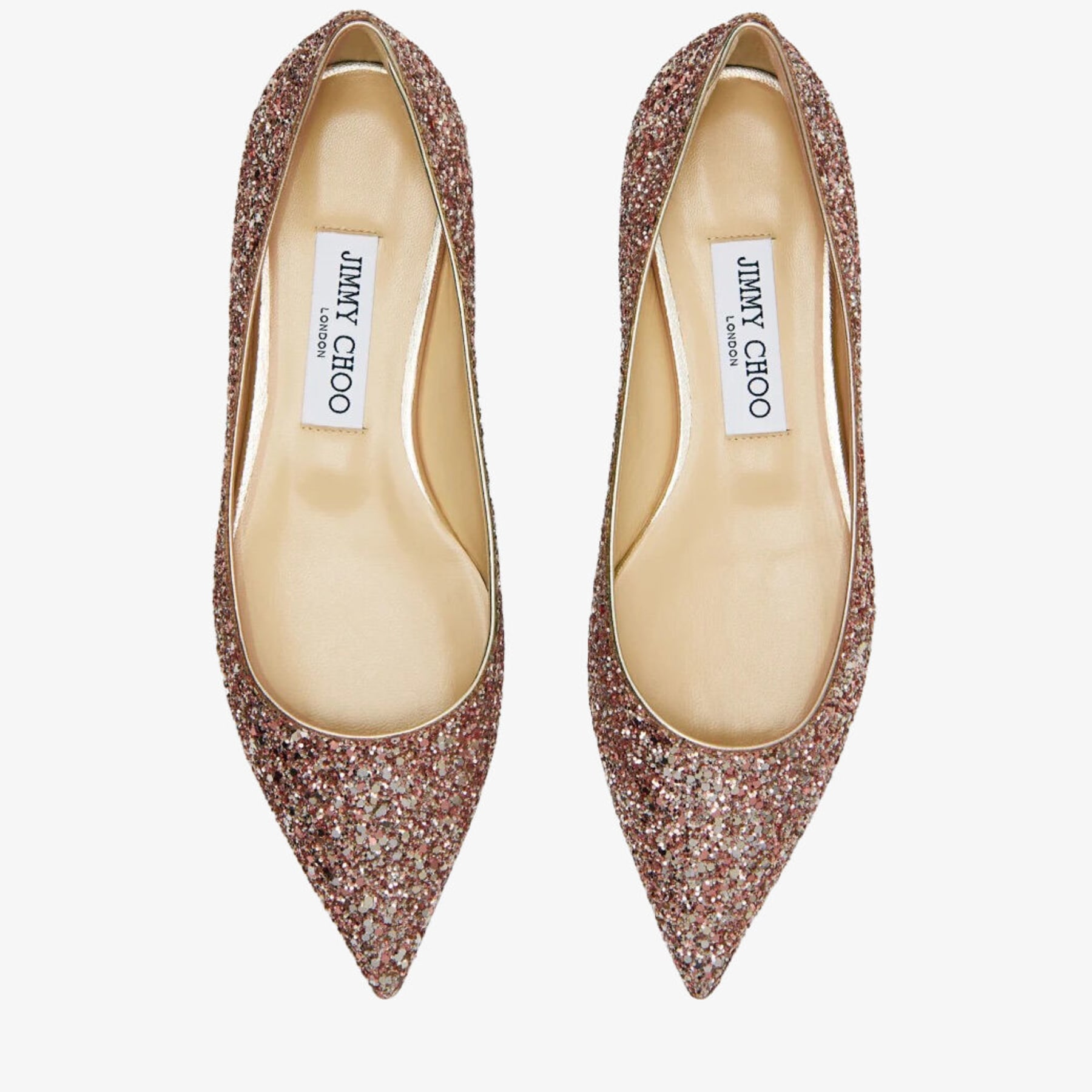 Rose Coarse Glitter Fabric Pumps LOVE FLAT Spring Summer Collecton JIMMY CHOO