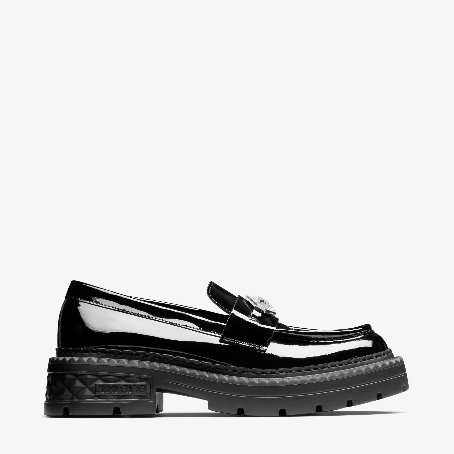 Marlow Diamond F Black Patent Leather Flats JIMMY CHOO