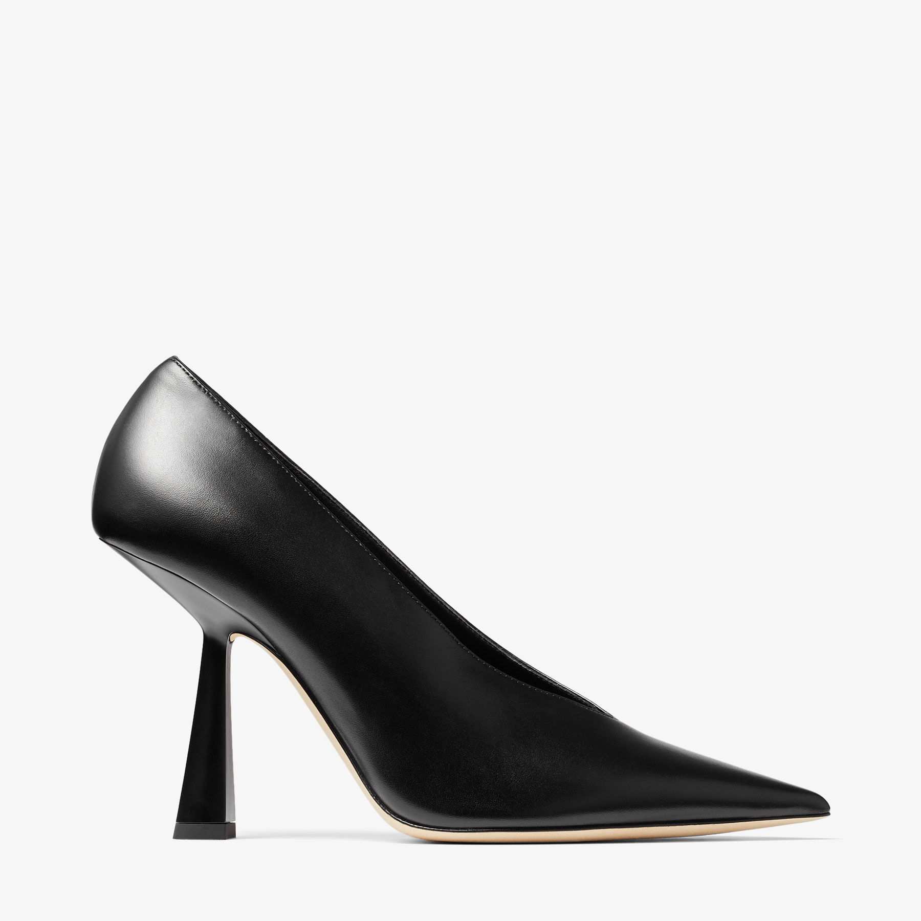 MARYANNE 100, Black Calf Leather Pointed-Toe Pumps, Autumn Collection