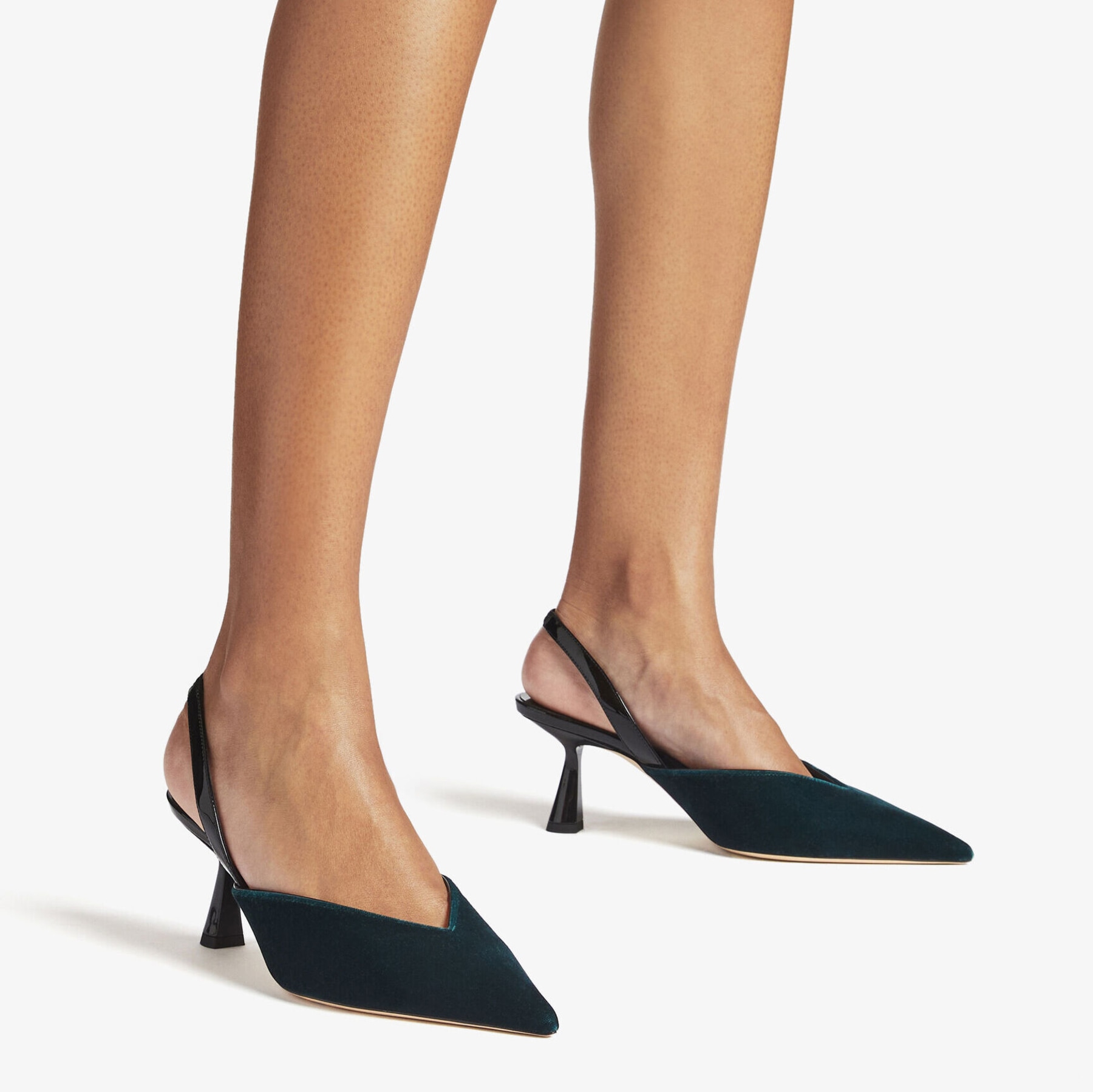 MARYANNE SB 65 | Slingpumps aus dunkelgrünem Samt | Neue 