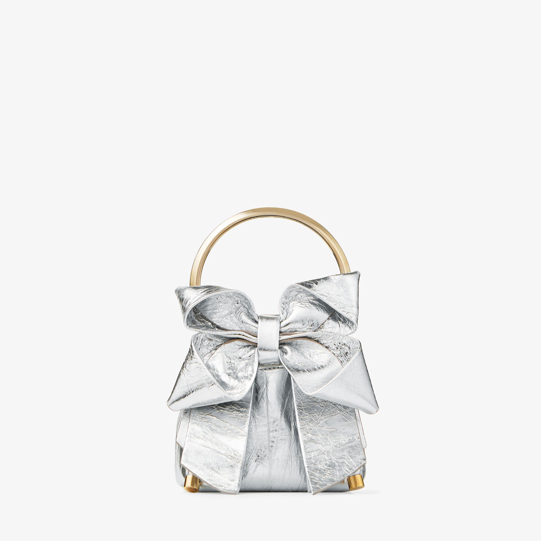 [Jimmy Choo] Jimmy Choo Bonbon Bucket Silver Metal Calfskin 2WAY Hand Shoulder Bag Black [Used] [Authenticated and Guaranteed Authentic] 214357