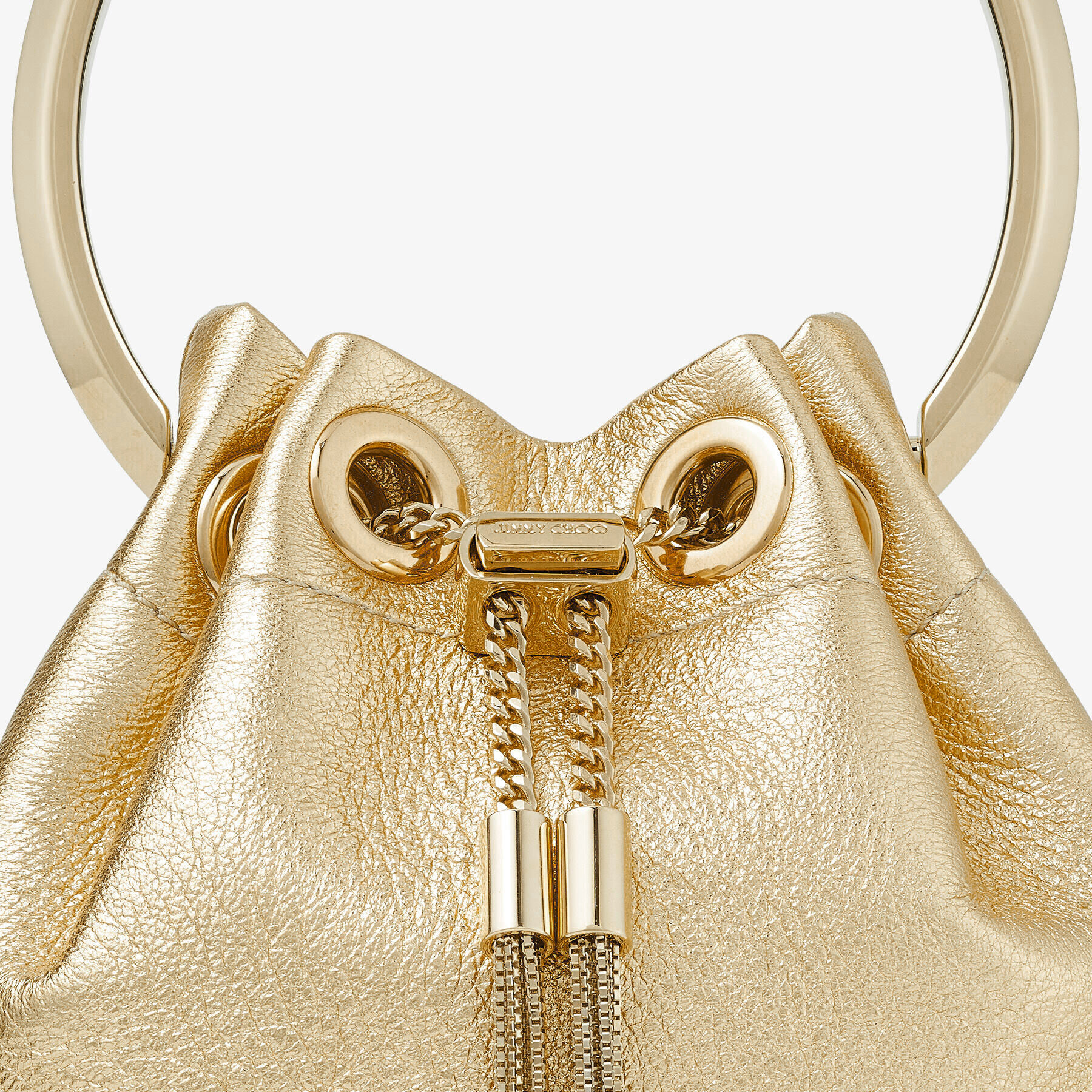 Gold Metallic Nappa Mini Bag MICRO BON BON Summer 2022 collection JIMMY CHOO