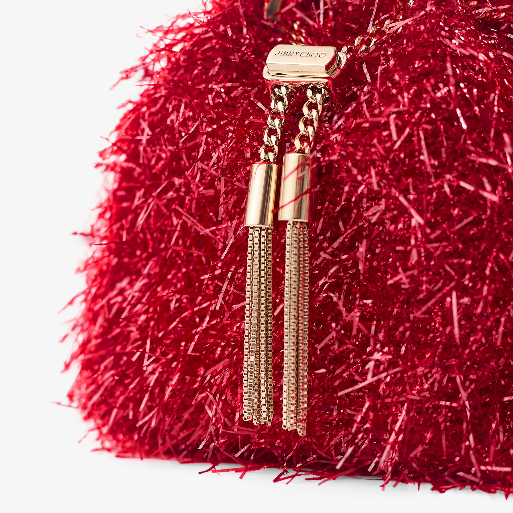 Micro Bon Bon | Mini sac rouge rubis à pampilles | JIMMY CHOO