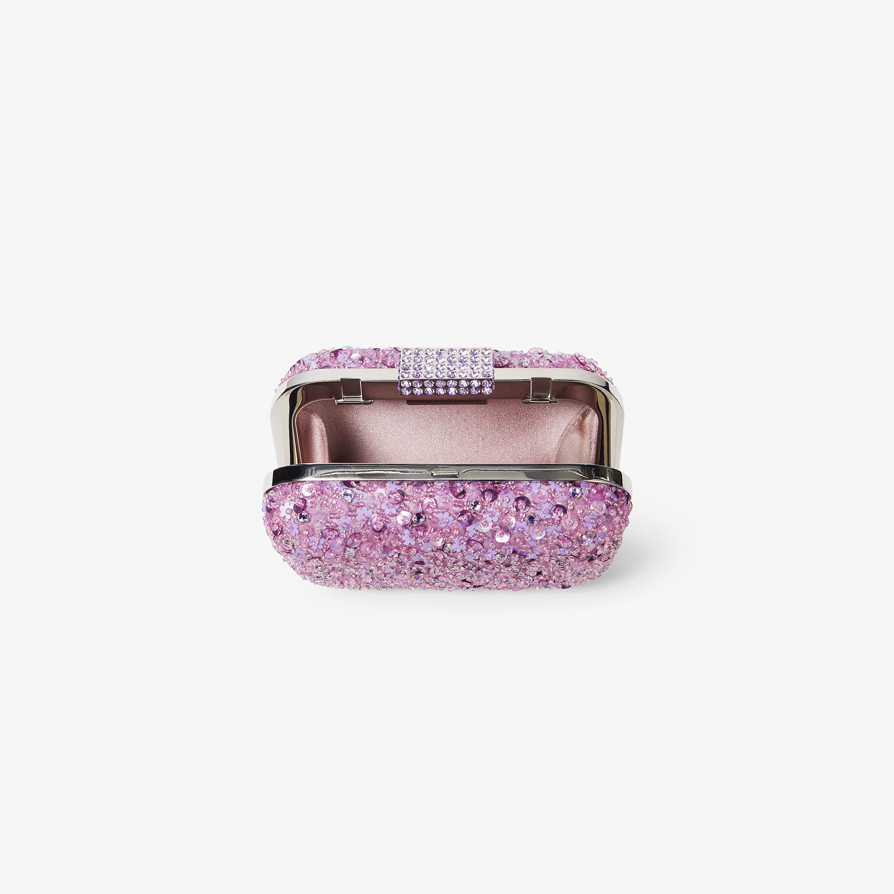 Micro Cloud Mini Clutch aus Satin mit Stickerei JIMMYCHOO