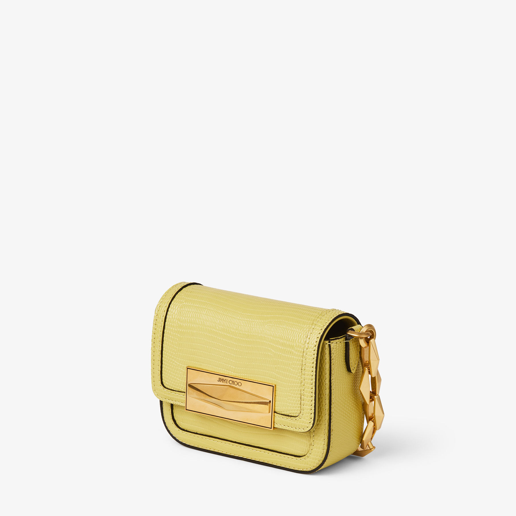Mini Diamond Crossbody Yellow Lizard Print Mini Bag JIMMY CHOO