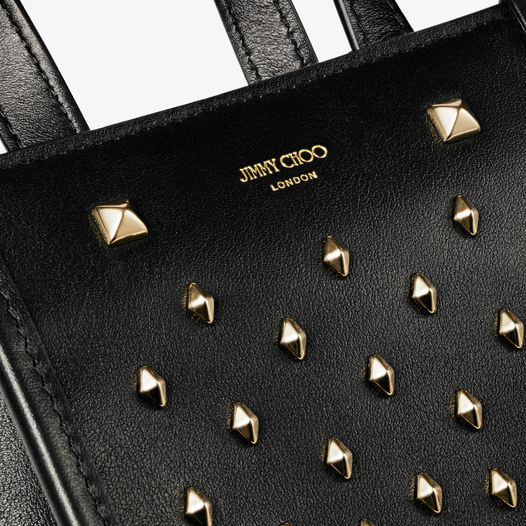 MINI N/S TOTE | Black Smooth Calf Leather Mini Tote Bag with Diamond ...
