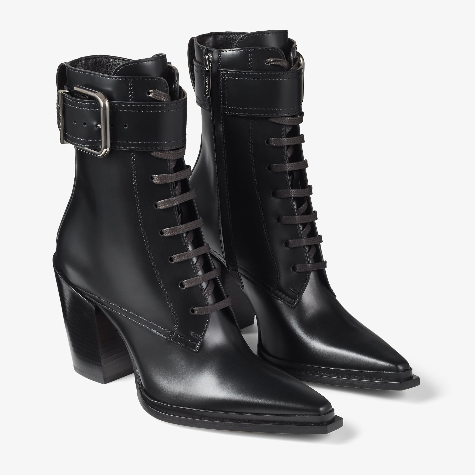 MYOS 80 Black Brushed Calf Leather Ankle Boots New Collection JIMMY CHOO