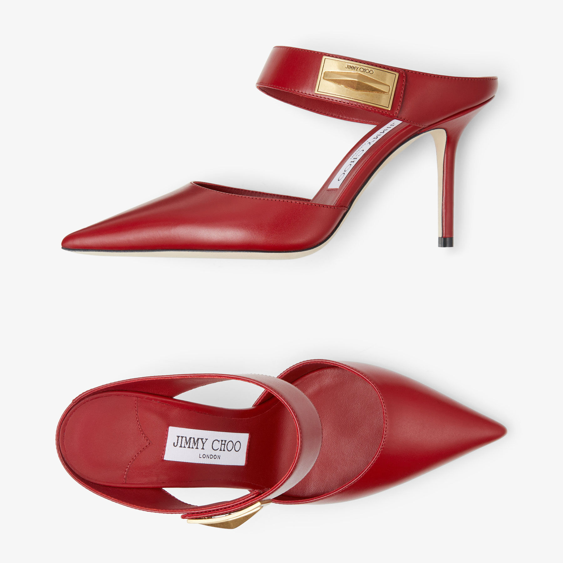 NELL MULE 85 Cranberry Calf Leather Mules Autumn Collection
