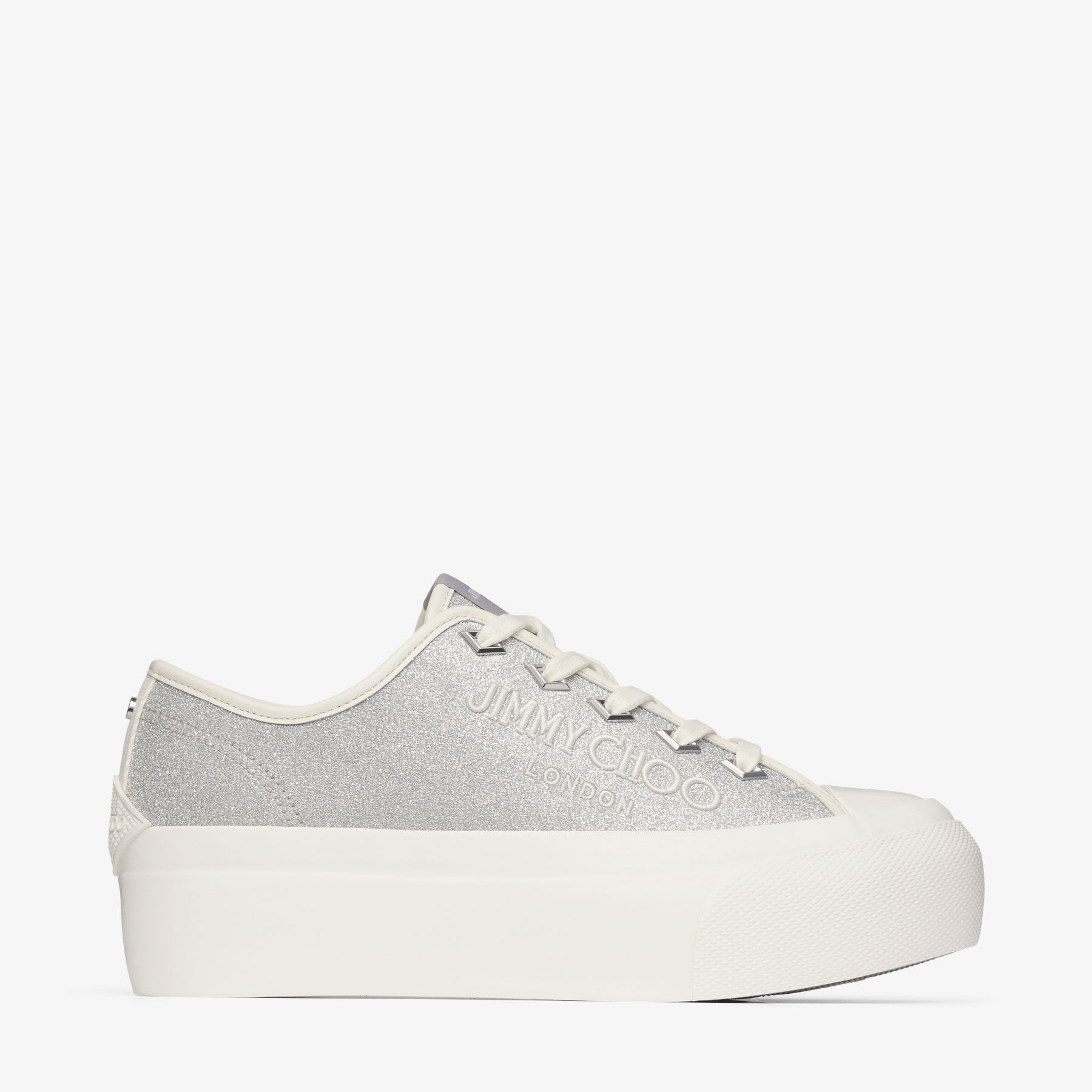 Silver jimmy choo trainers store