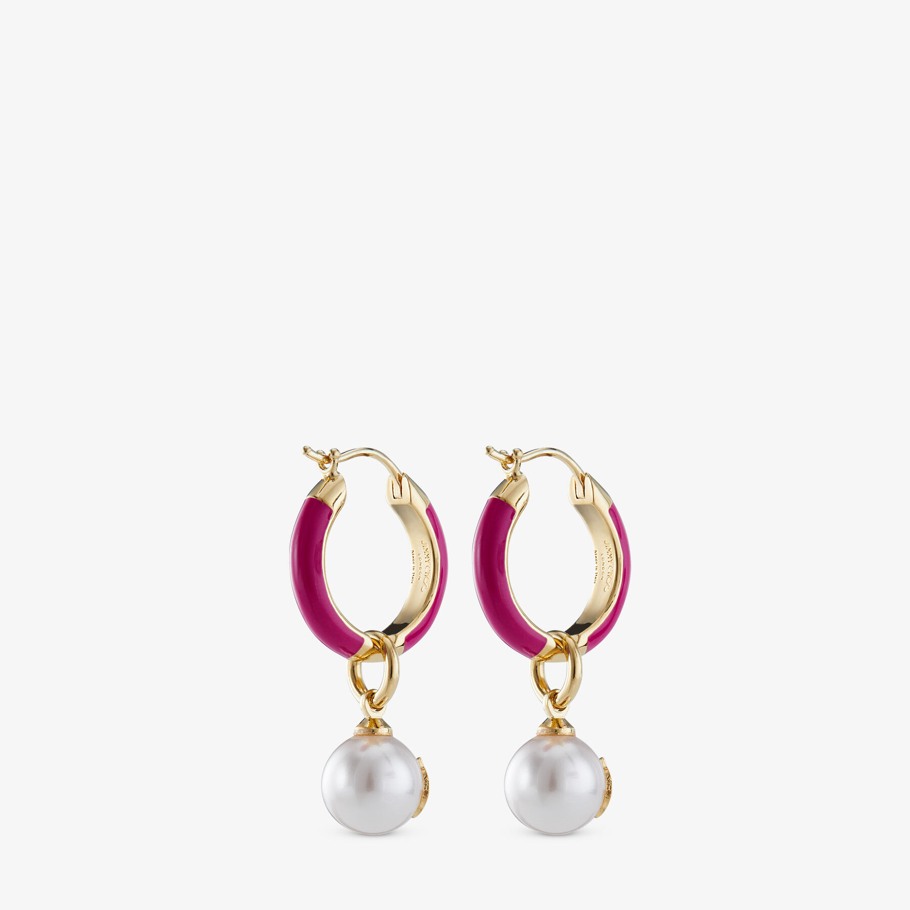 Pink pearl outlet hoop earrings