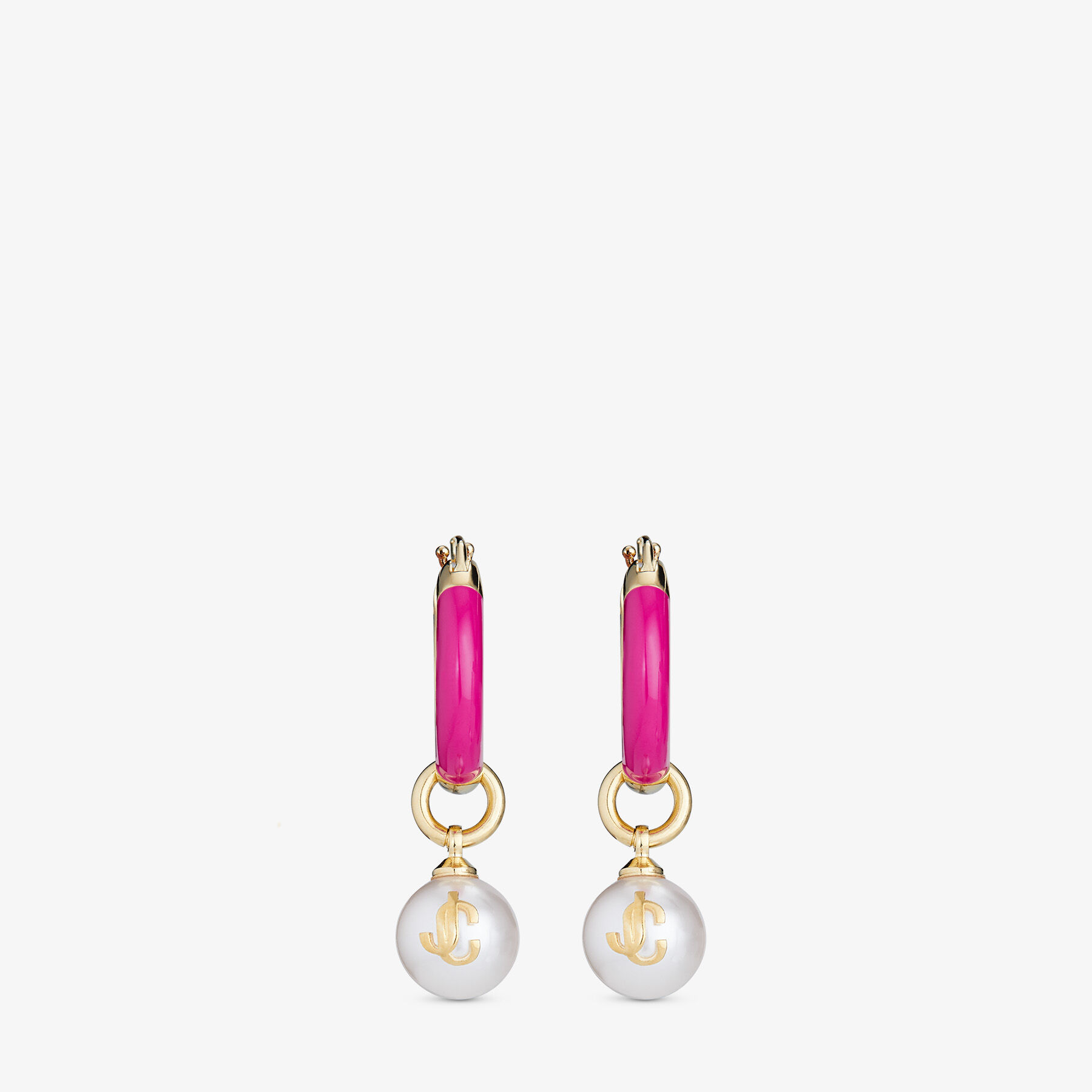 Pink pearl cheap hoop earrings