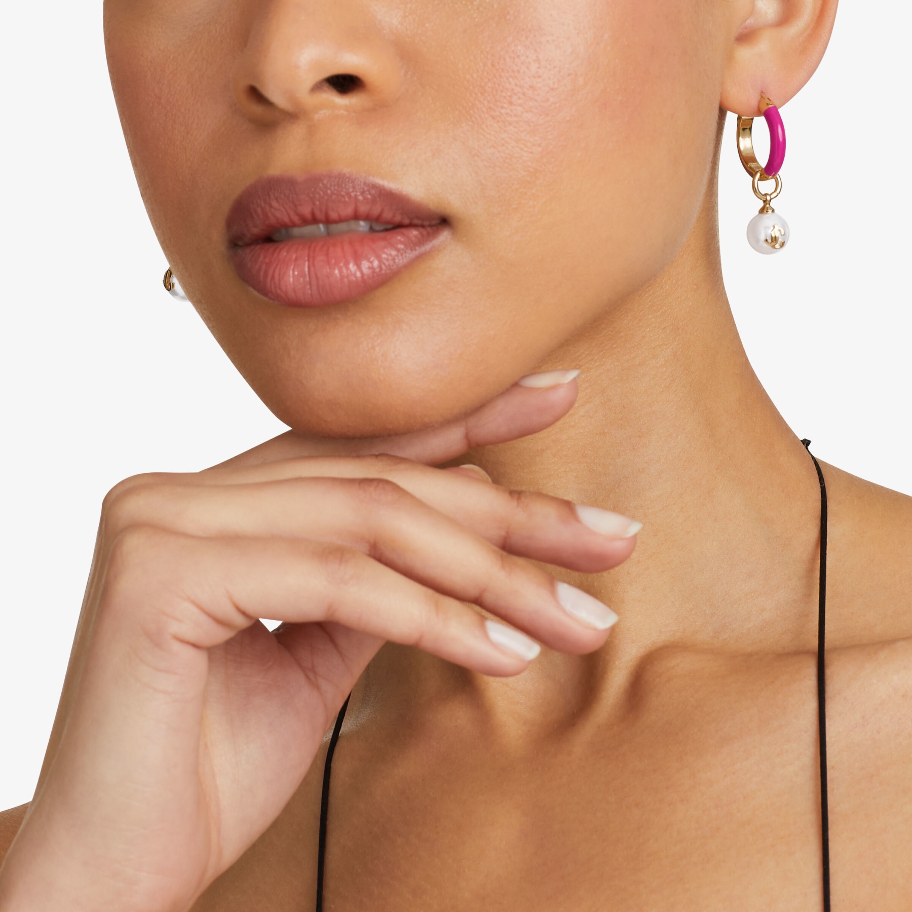 Pink murano glass leaf hoop deals earrings