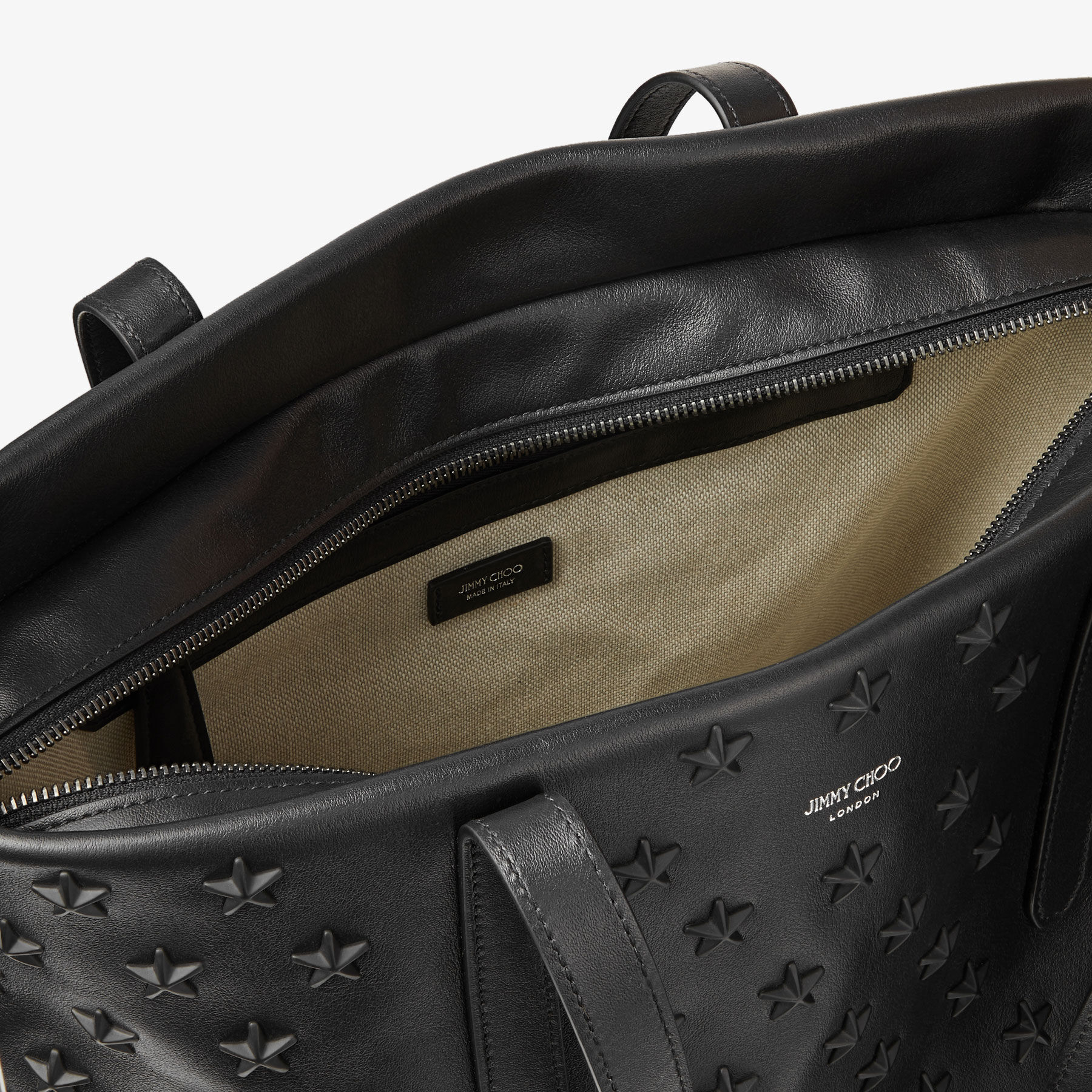 PIMLICO/S N/S | Black Leather Tote Bag with Stars | Autumn 