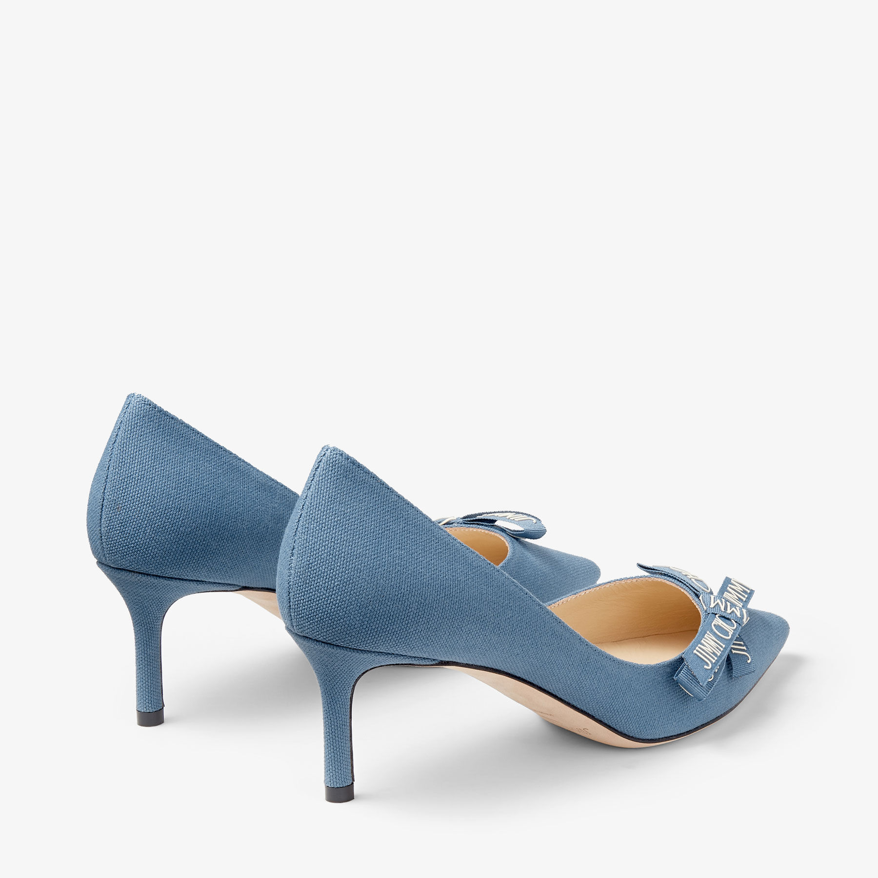 Romy 60 Denim Linen Pumps with Jimmy Choo Bow JIMMY CHOO