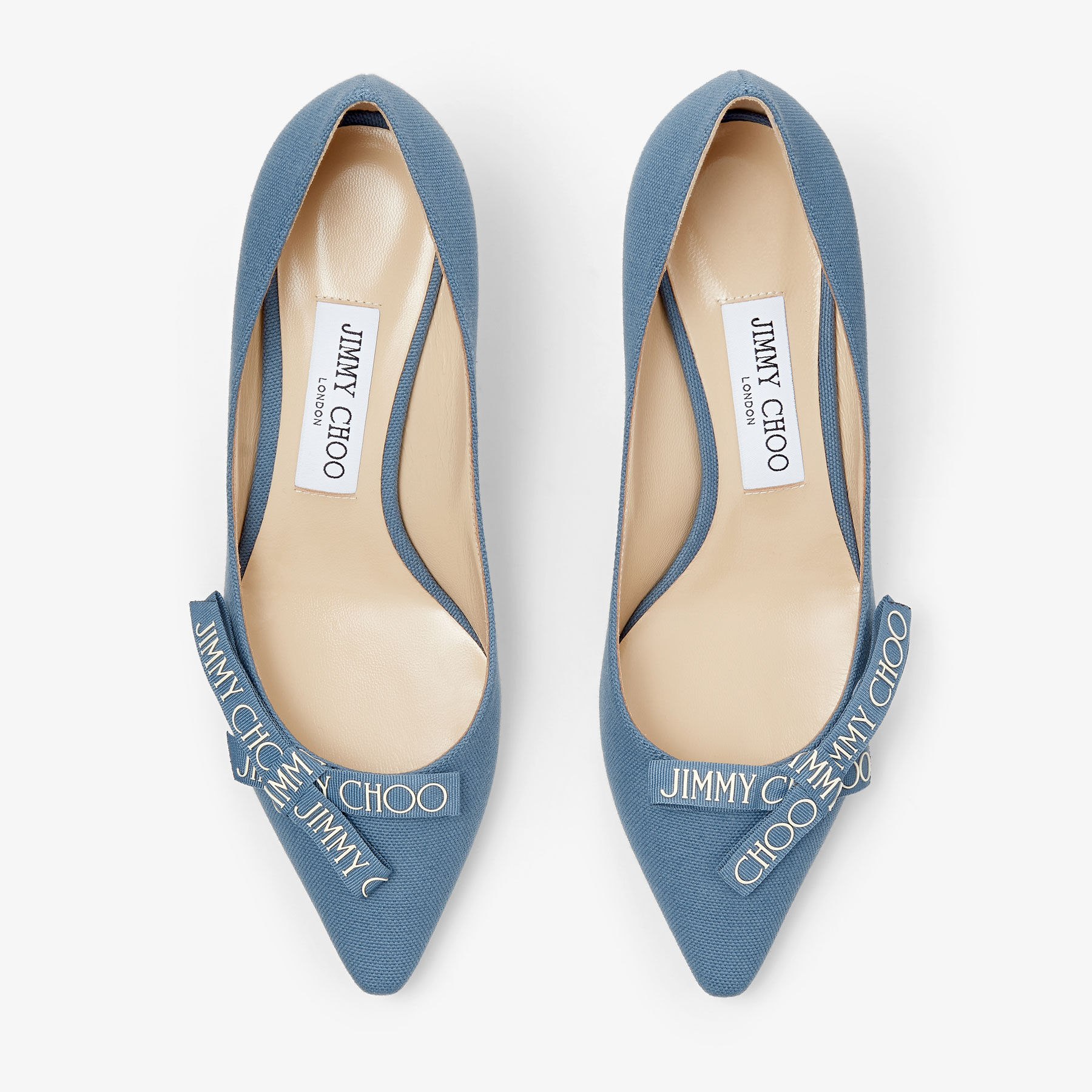 Romy 60 Denim Linen Pumps with Jimmy Choo Bow JIMMY CHOO
