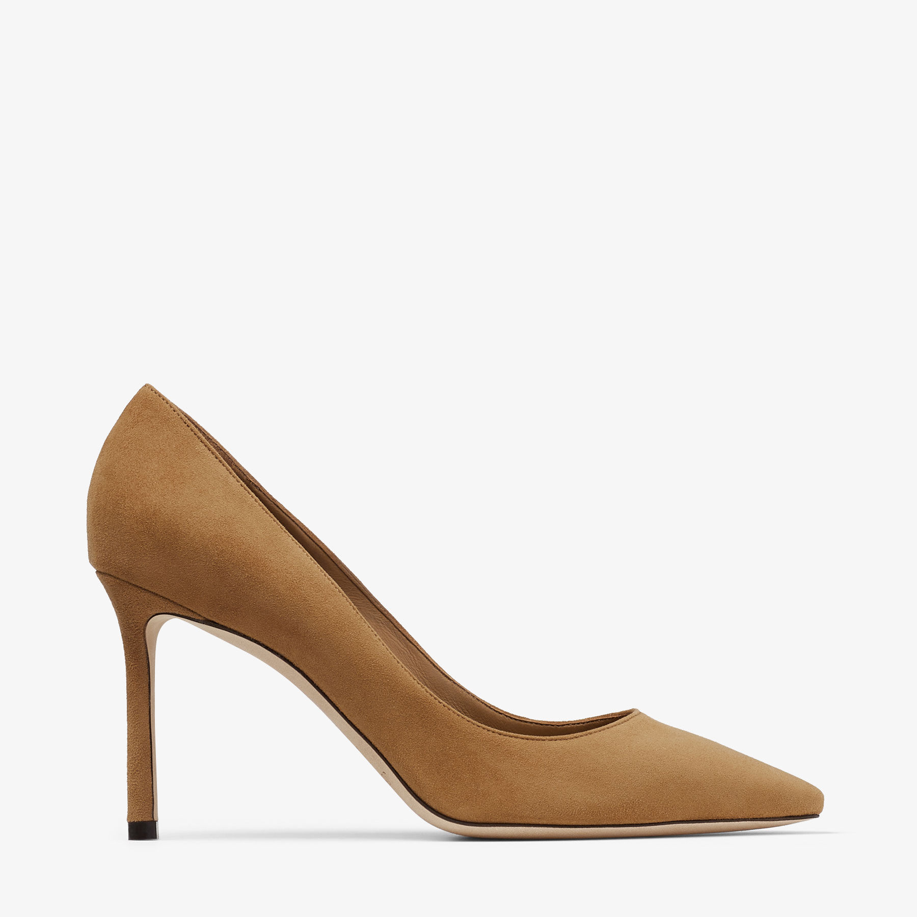 Romy 85 Decollete in pelle scamosciata color rattan JIMMY CHOO