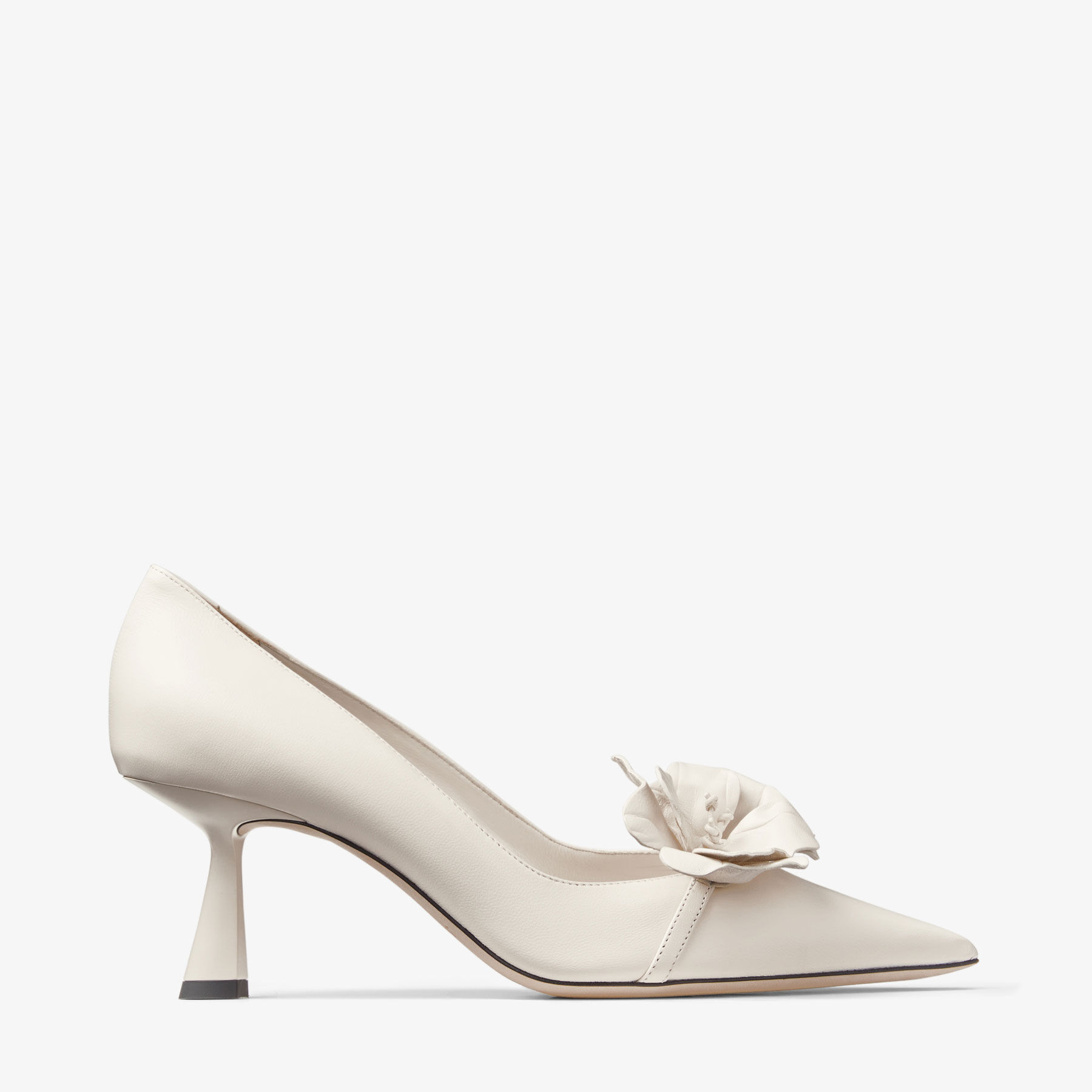 ROSALIA FLOWERS 65 Latte Nappa Leather Pumps with Flowers New