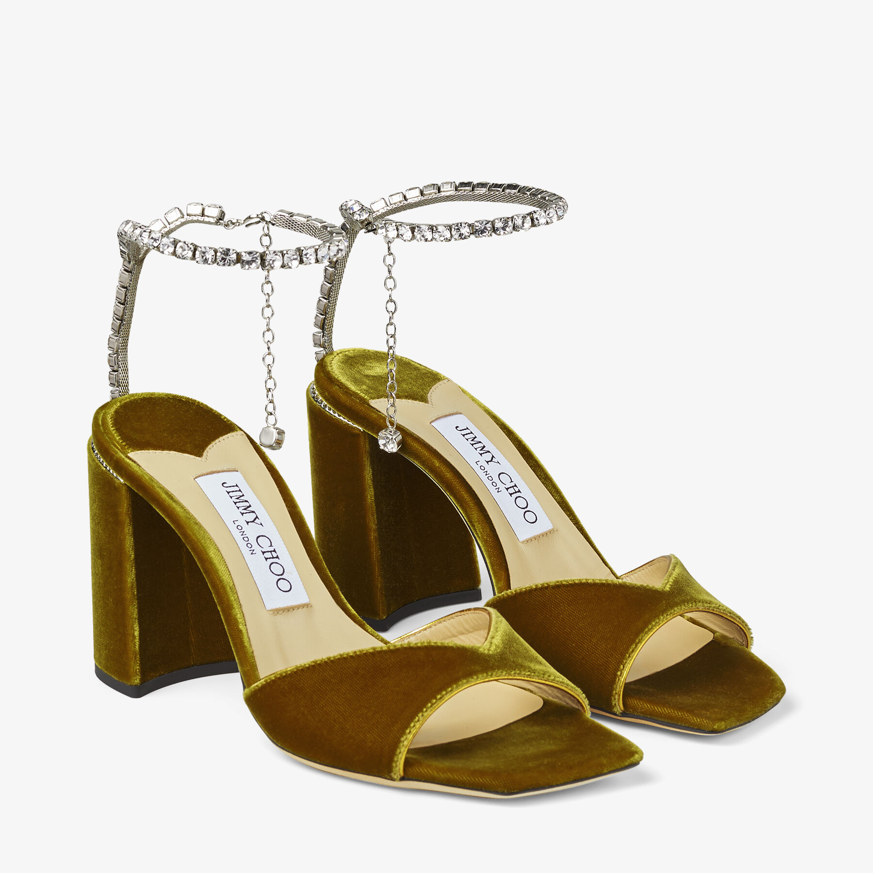SAEDA SANDAL BH 85 Citrine Velvet Sandals with Swarovski Crystal