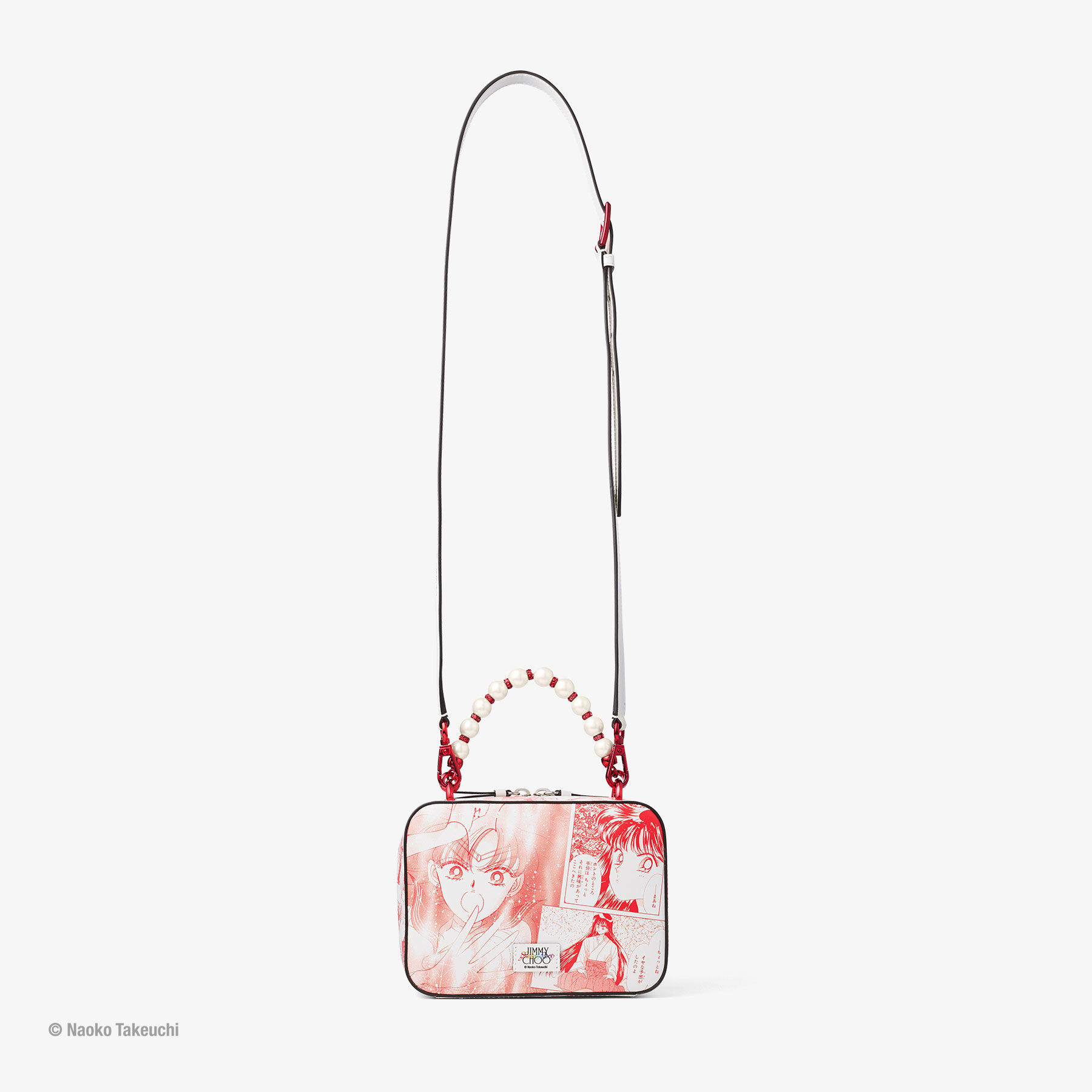 Sailor Mars Avenue Kosmetiktasche Rote Handtasche aus Leder mit Griff oben JIMMY CHOO