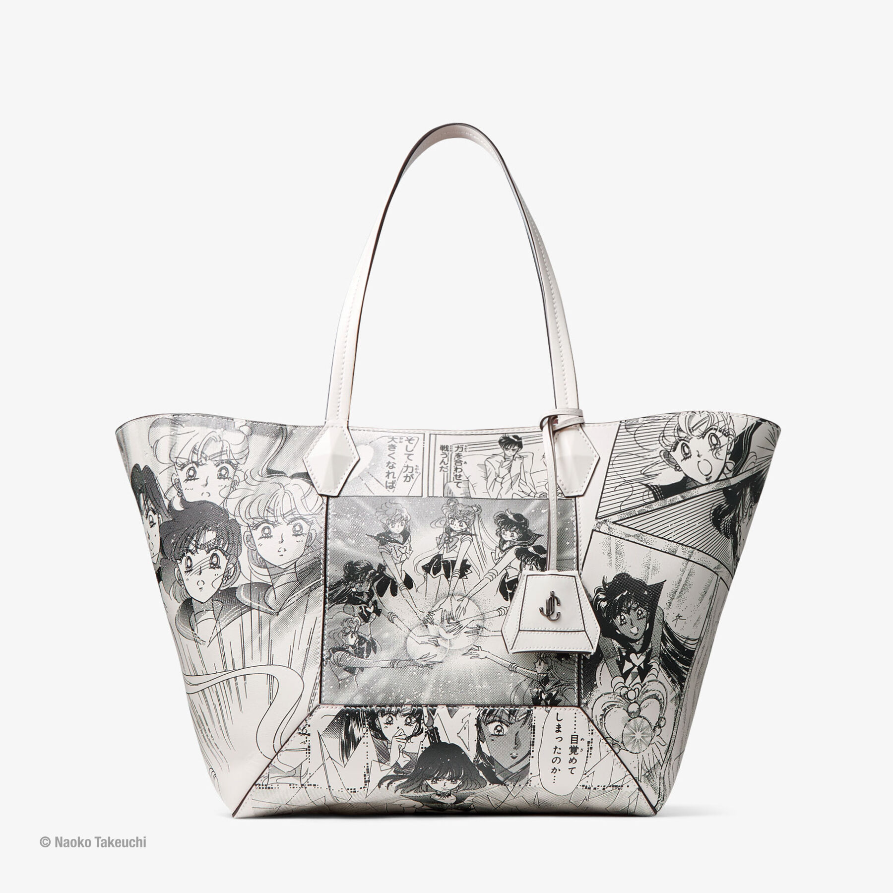 Borsa tote Diamond Sailor Guardians M Borsa tote in pelle bianca JIMMY CHOO