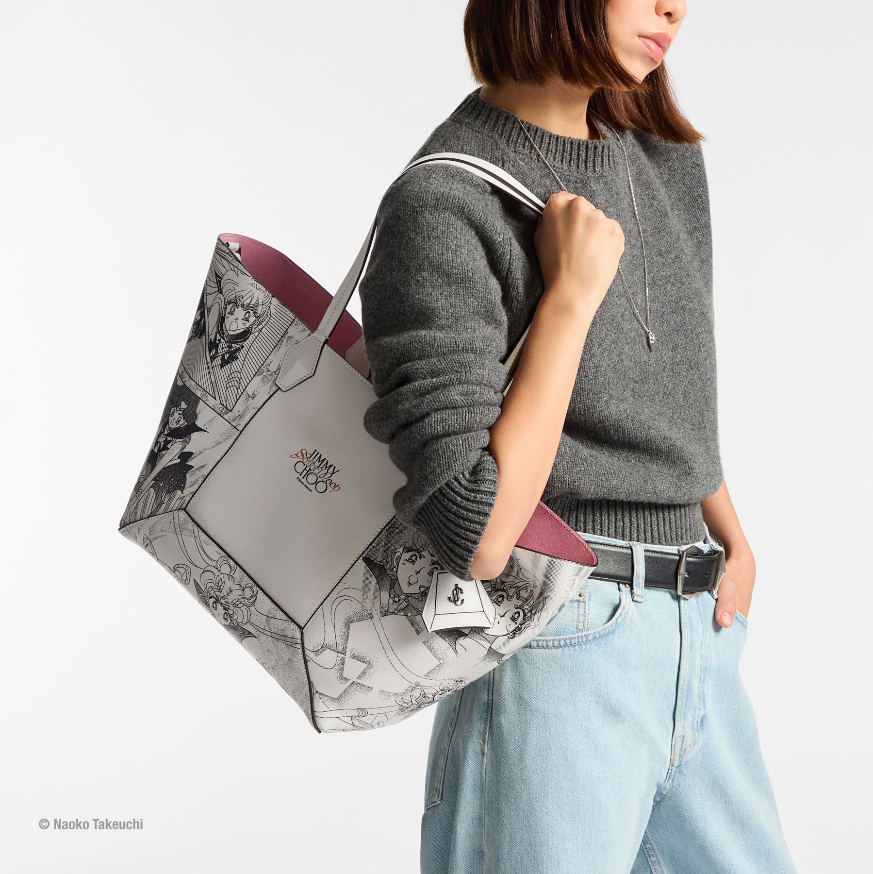Sailor Guardians Diamond Tote M White Leather Tote JIMMY CHOO AU