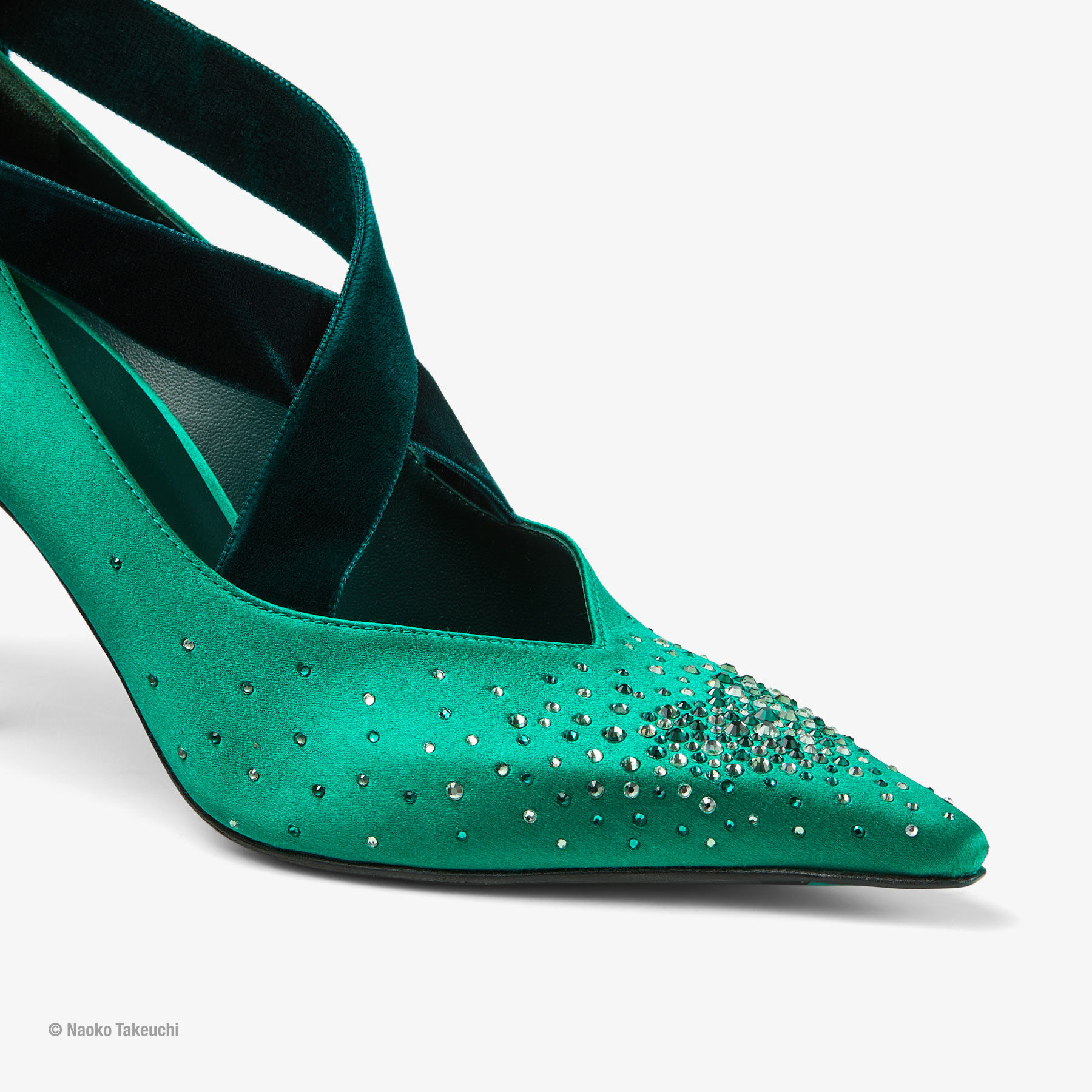Sailor Neptune Pump 80 Emerald Green Crystal Satin Shoe JIMMY CHOO