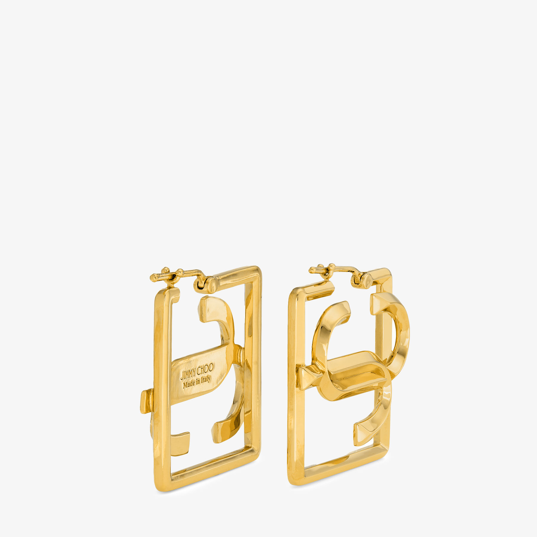 Square JC Hoop Gold Gold Finish Earrings JIMMY CHOO