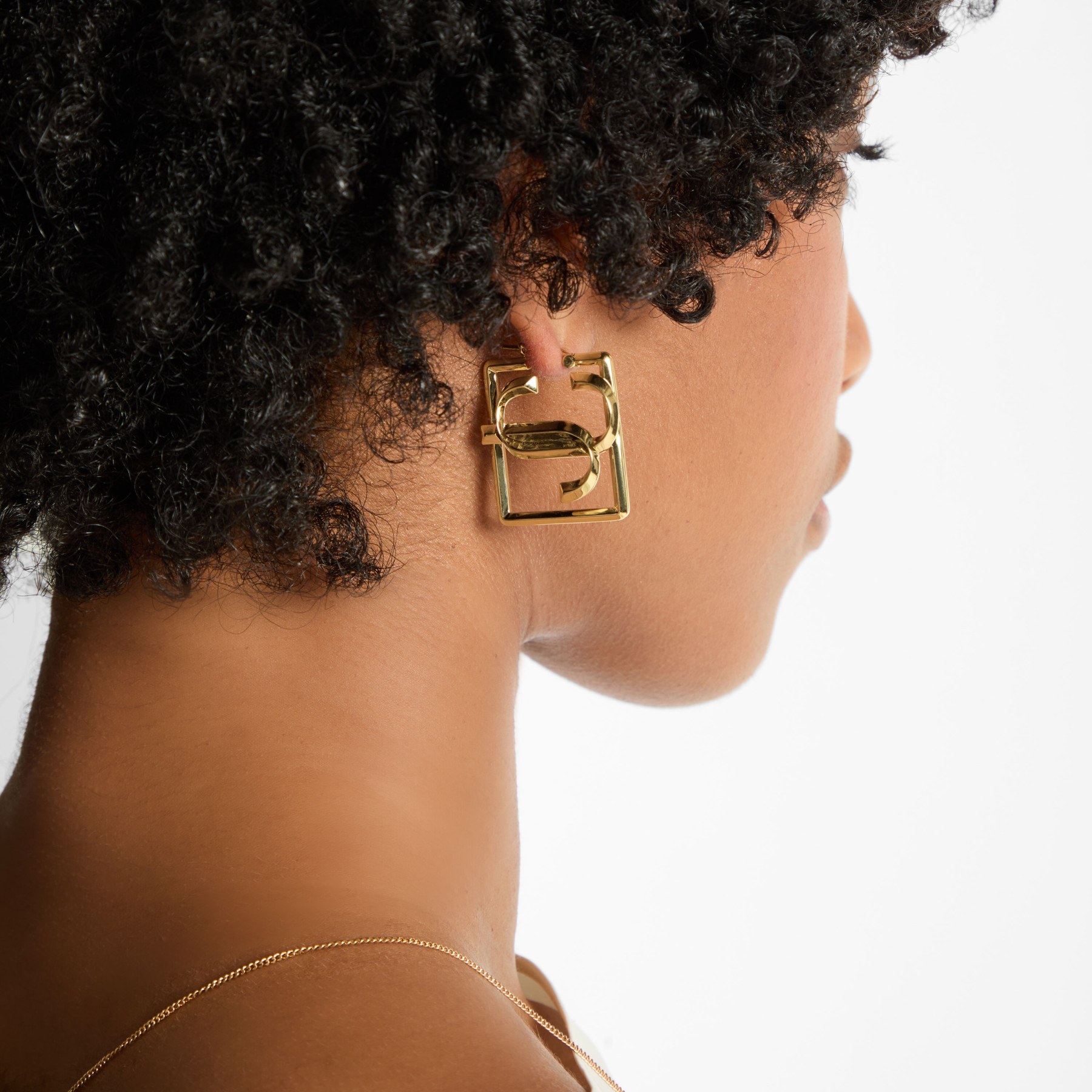 Square JC Hoop Gold Gold Finish Earrings JIMMY CHOO
