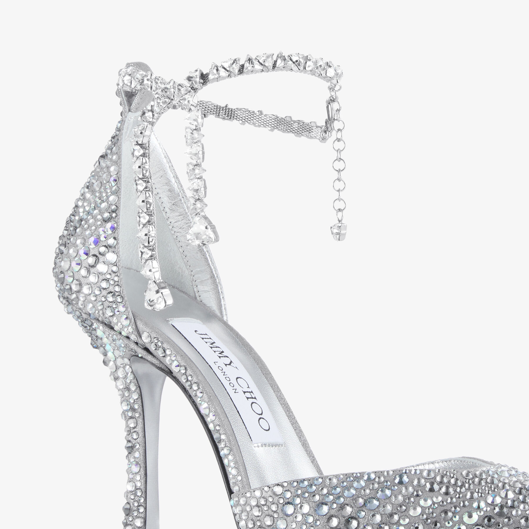 Stevie 100 Silver Shimmer Suede Crystal Pumps JIMMY CHOO