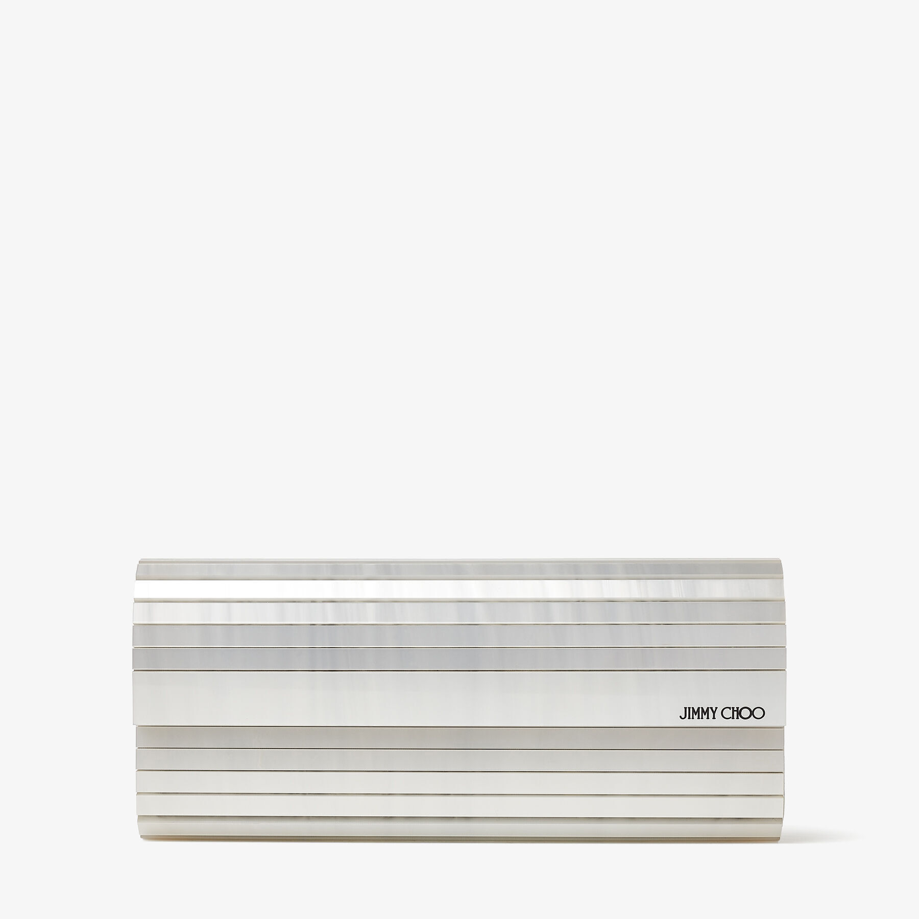 Ivory Mother of Pearl Clutch Bag with Silver Chain Strap SWEETIE Autumn Winter 2020 JIMMY CHOO