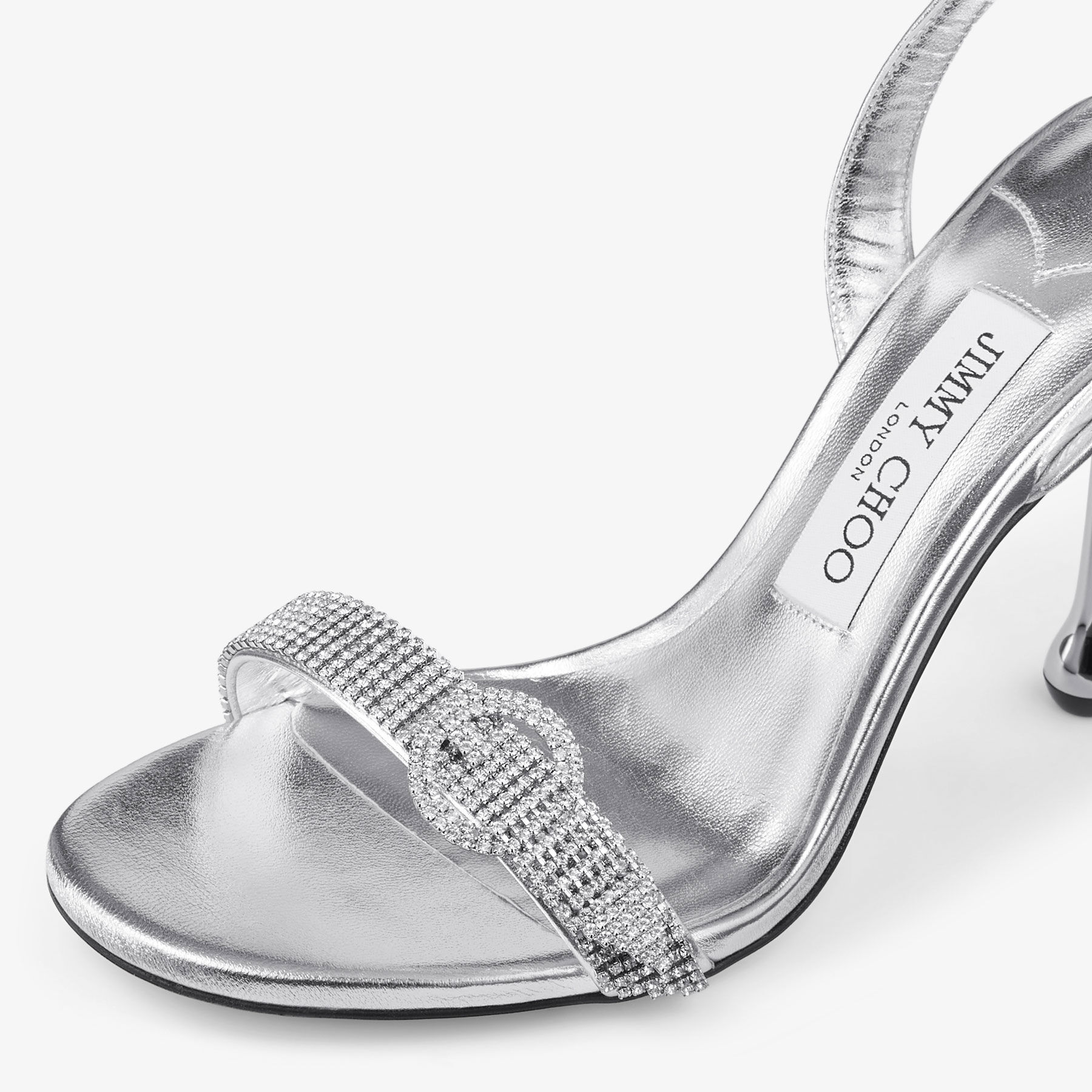 Tabatha 95 Silver Metallic Nappa Leather Sandals JIMMY CHOO