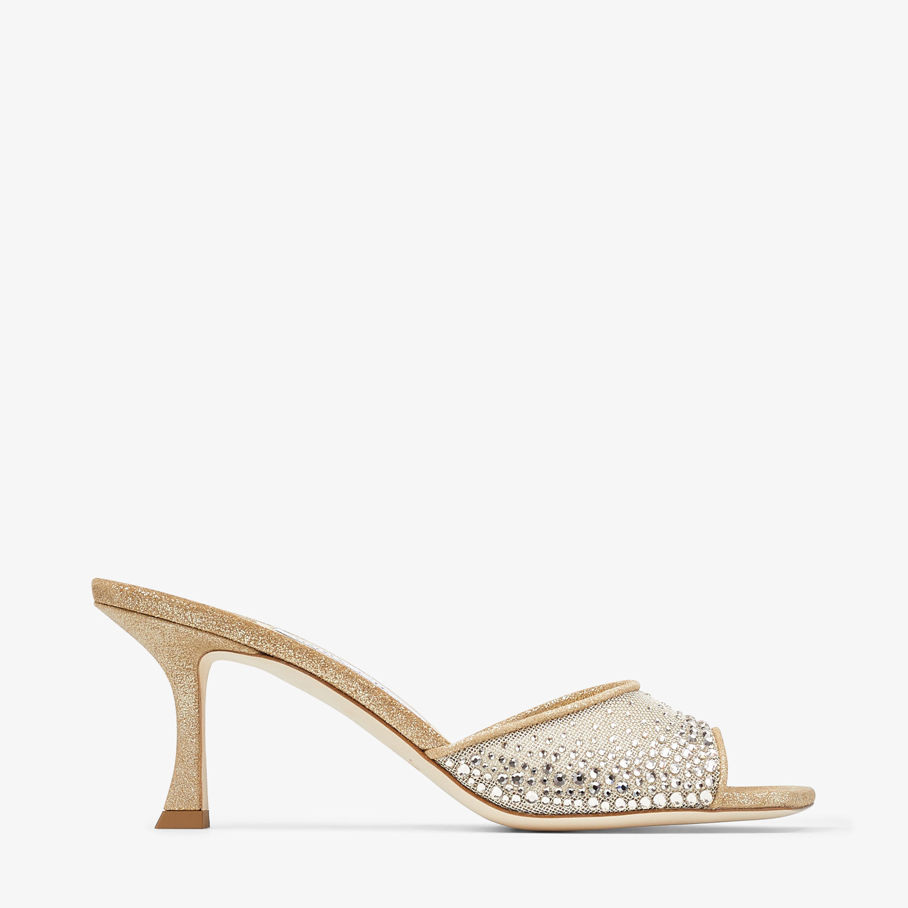 VAL 70 |Champagne Mesh and Shimmer Suede Sandals with Crystals 