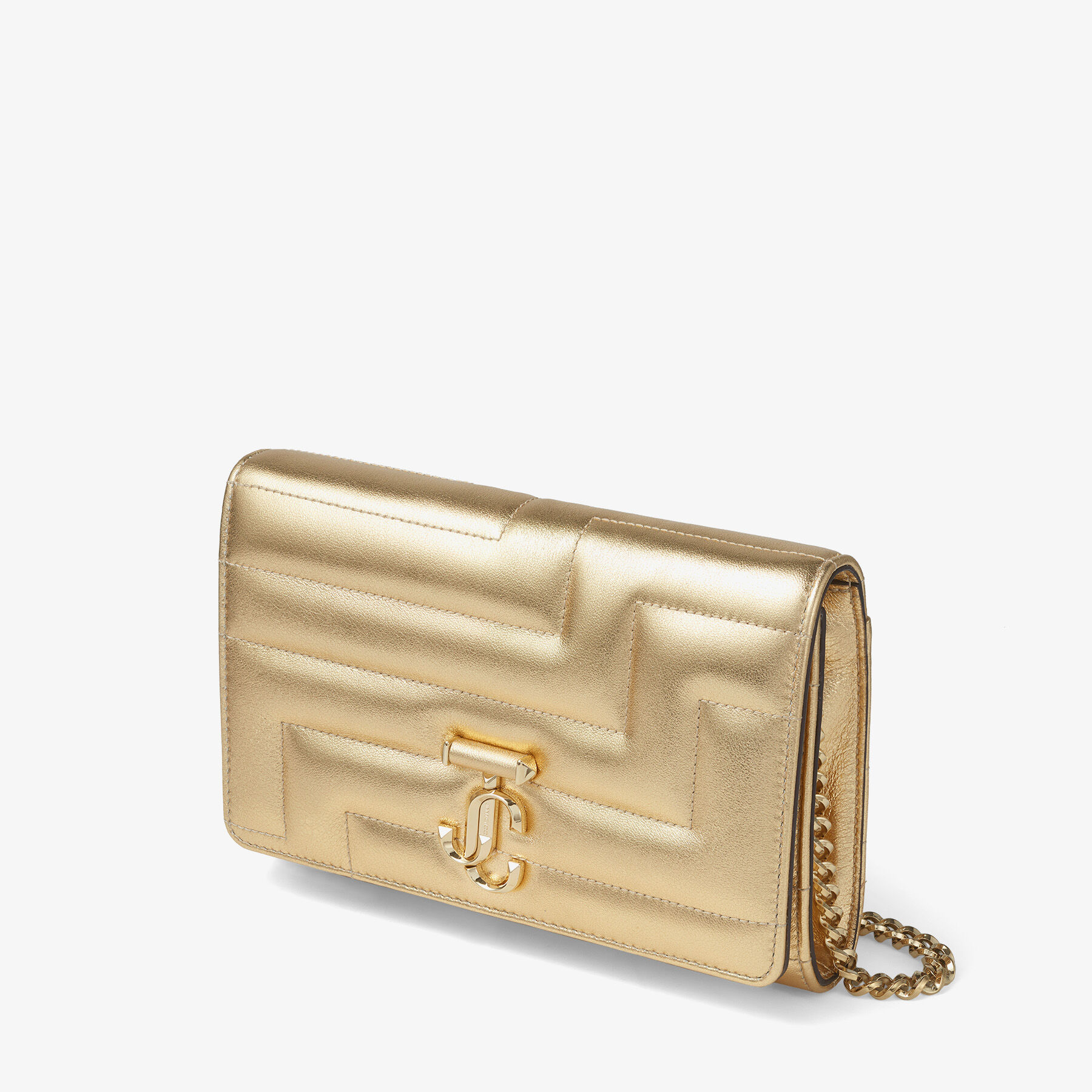 Gold Avenue Metallic Nappa Leather Clutch Bag with Light Gold JC