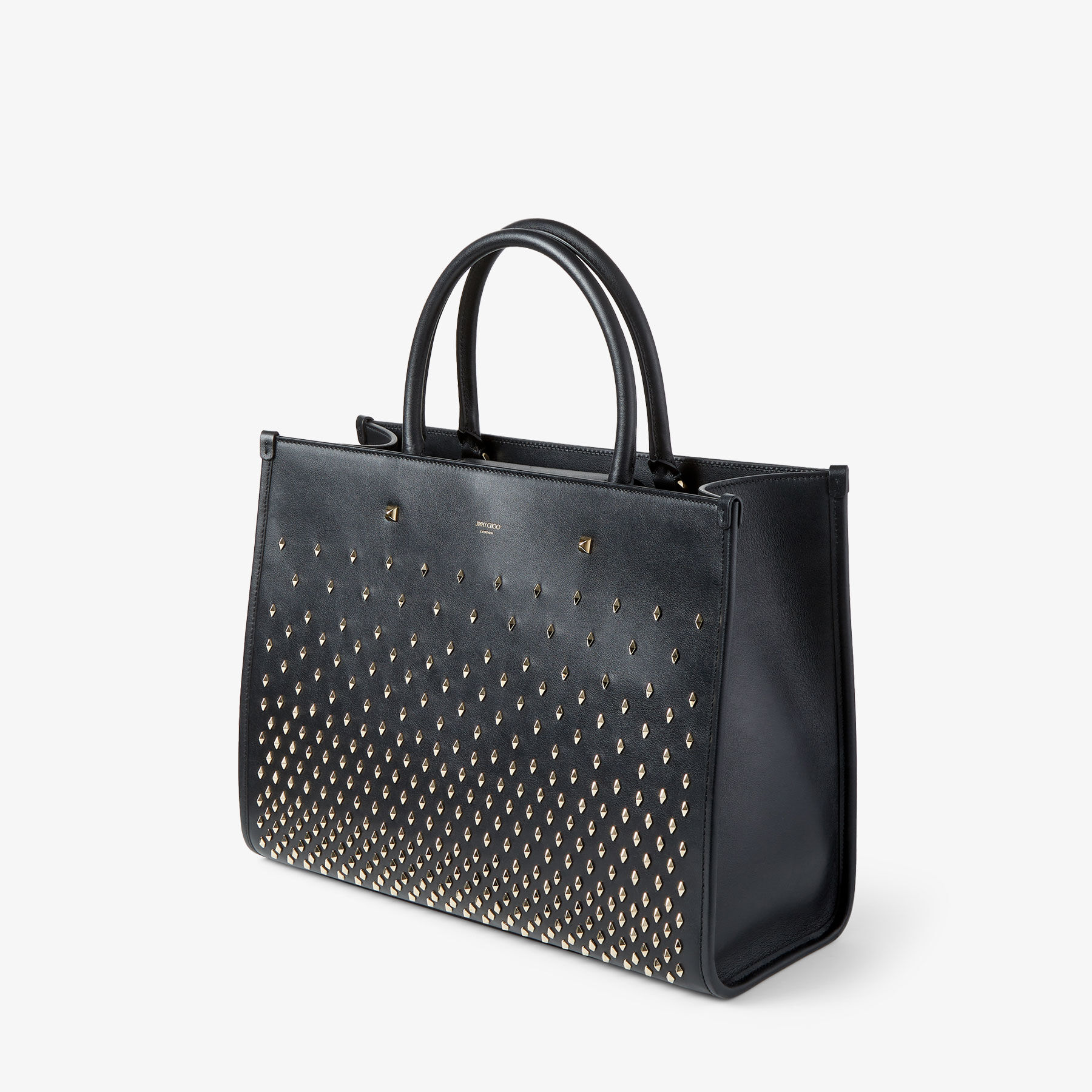 VARENNE M TOTE | Black Leather Tote Bag with Studs | Summer 