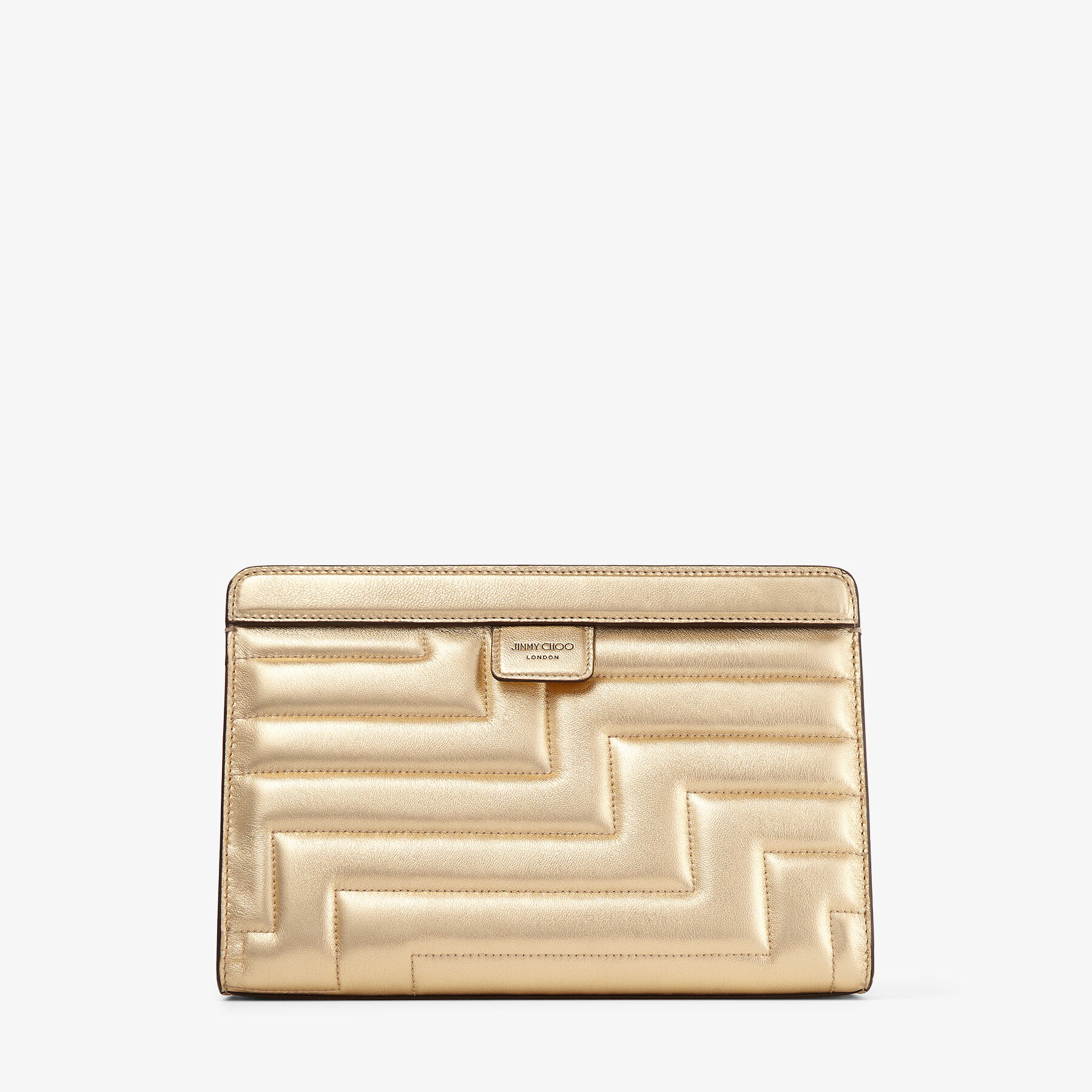 Gold Quilted Metallic Nappa Leather Pouch Bag with Light Gold JC Emblem VARENNEPOUCHRBA008937POUCH Autumn 2022 collection JIMMY CHOO