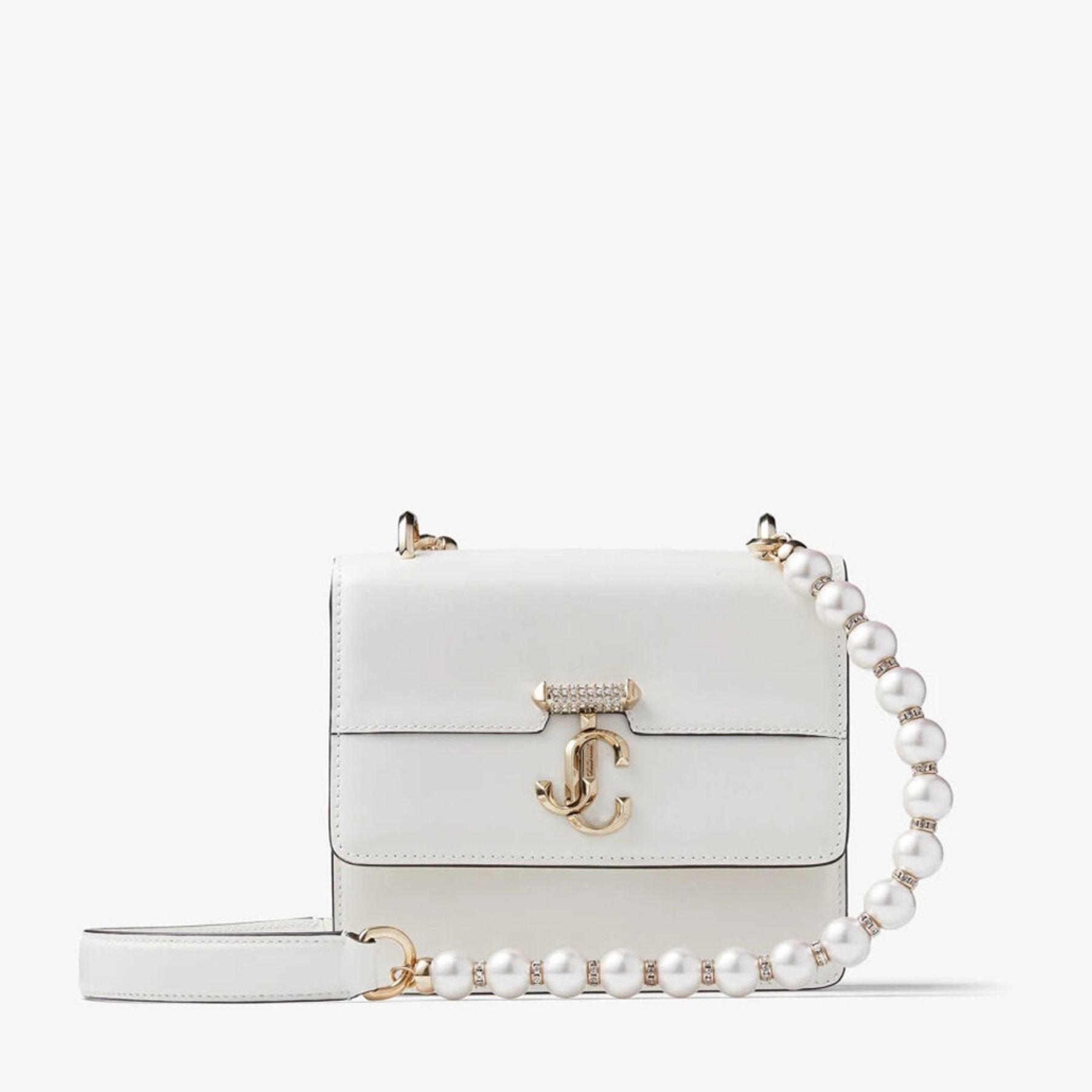 Bolso de hombro en piel rectificada de color blanco roto con