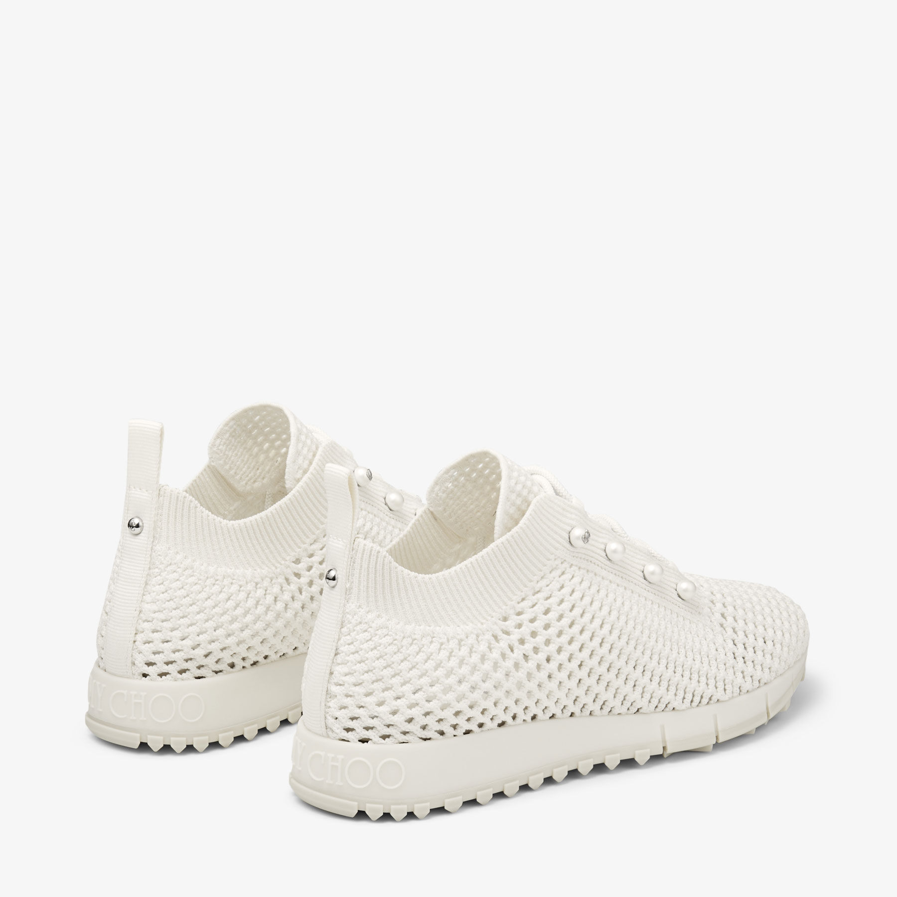 Veles Latte Crochet Knit Low Top Trainers with Pearls JIMMY CHOO