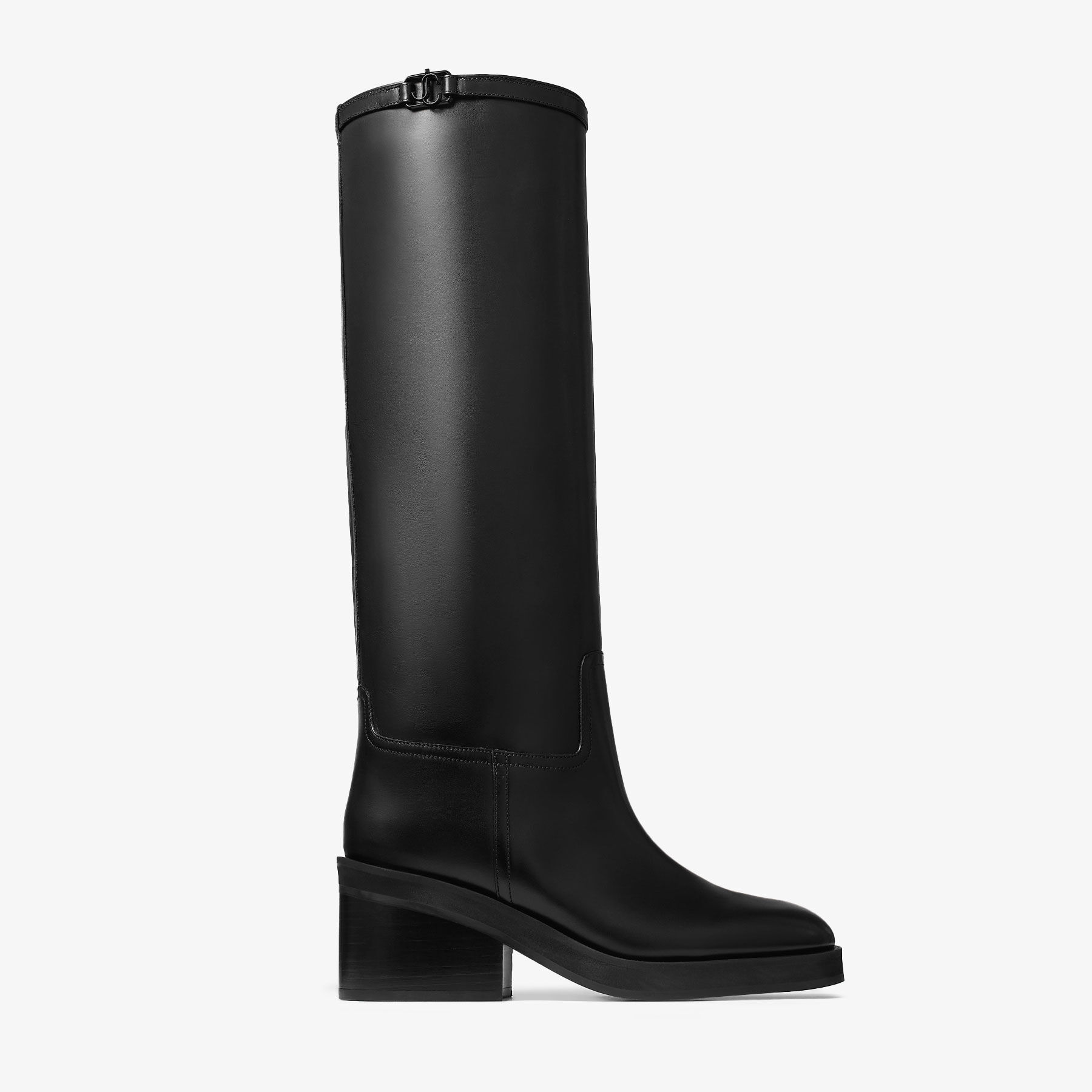 Yasmin Knee High Boots 70 Black Leather Knee High Boots JIMMY CHOO
