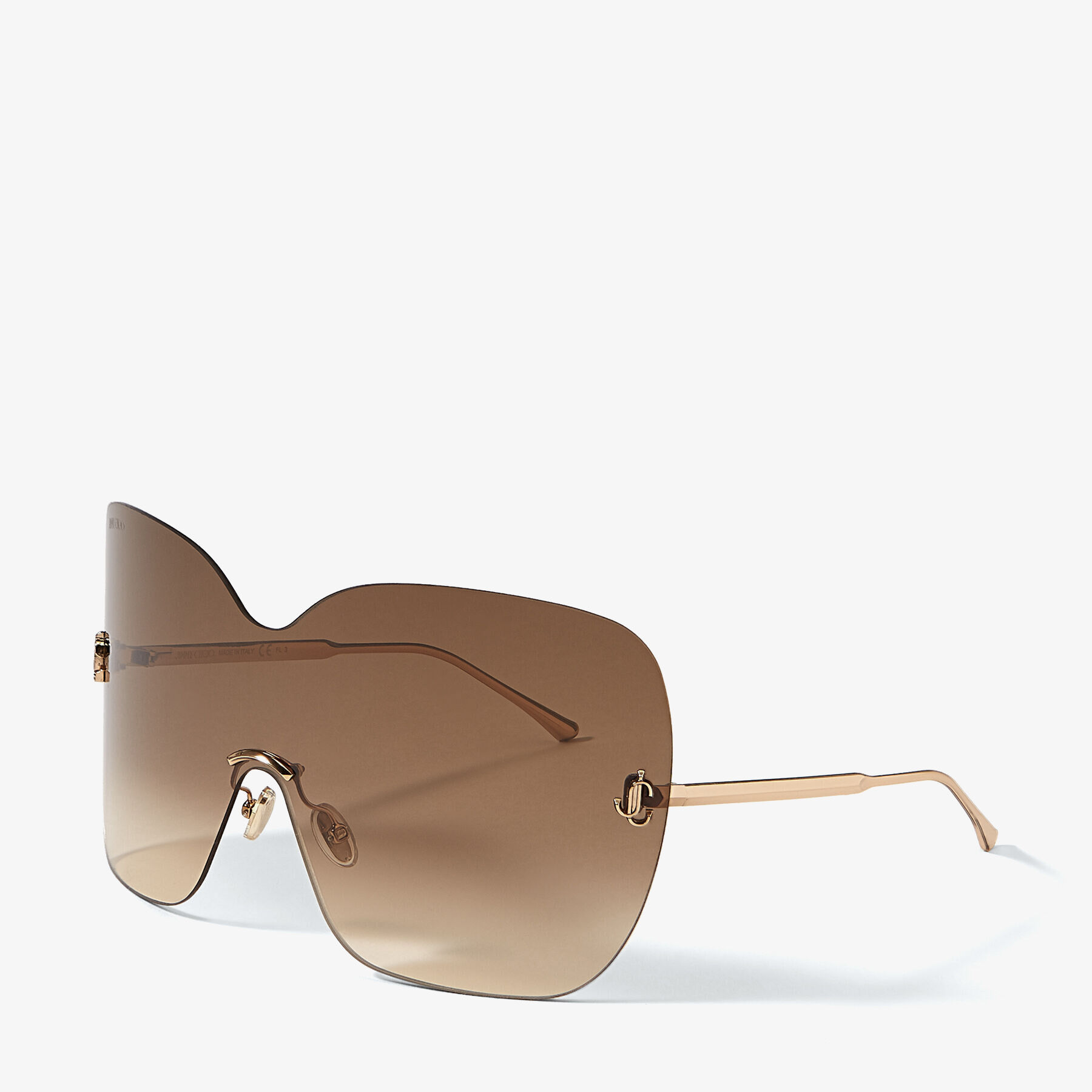 Rose Gold Metal Mask Sunglasses with Brown Shaded Lenses ZELMA