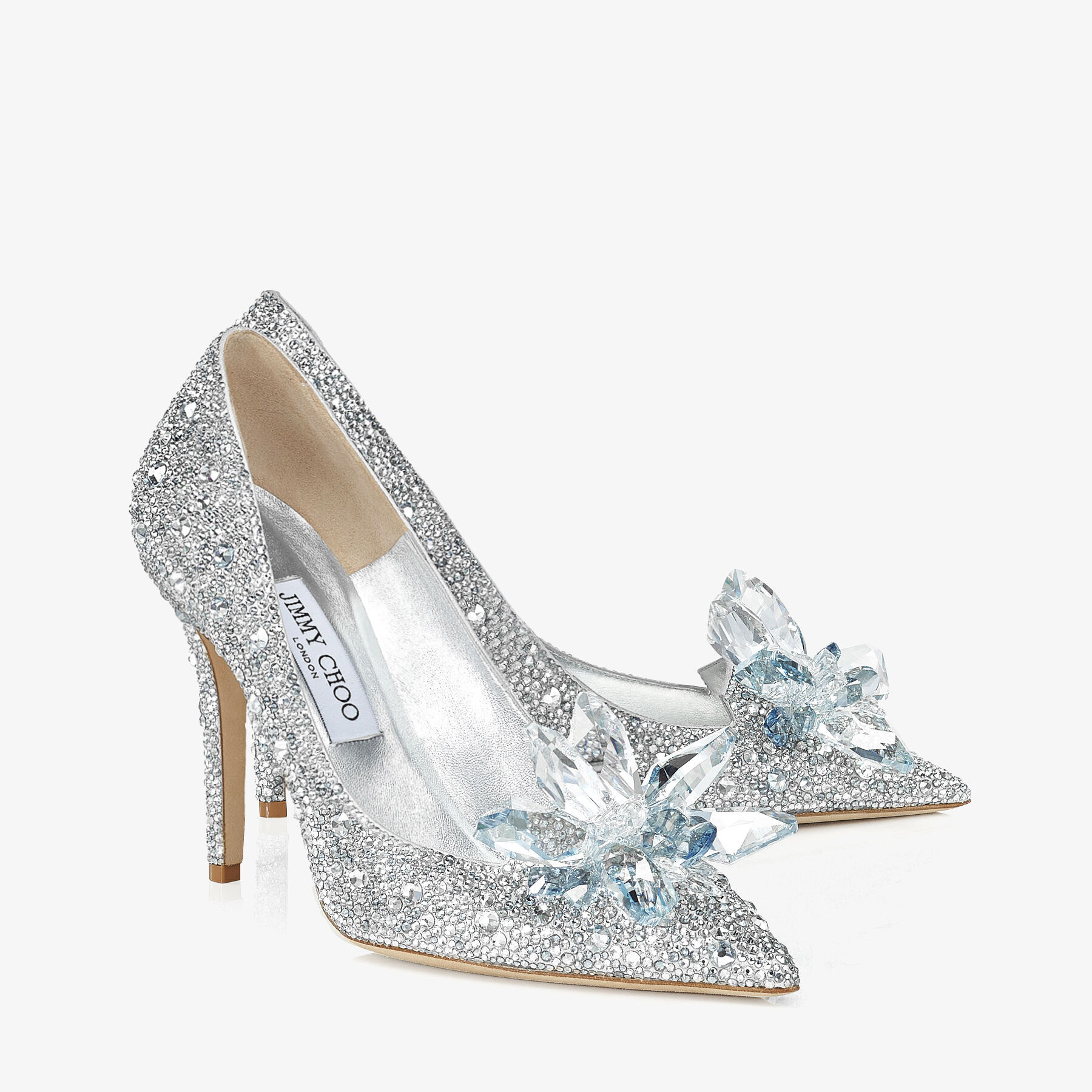 JIMMY CHOO Alia Crystal Covered Pointy Toe Pumps - Silver