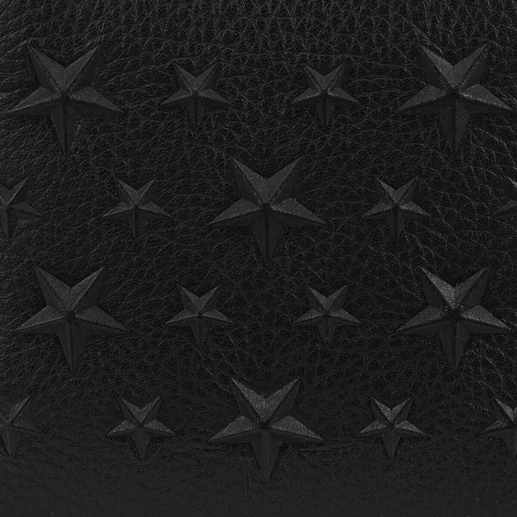Black Grainy Leather Wallet with Embossed Stars Lawrence Pre