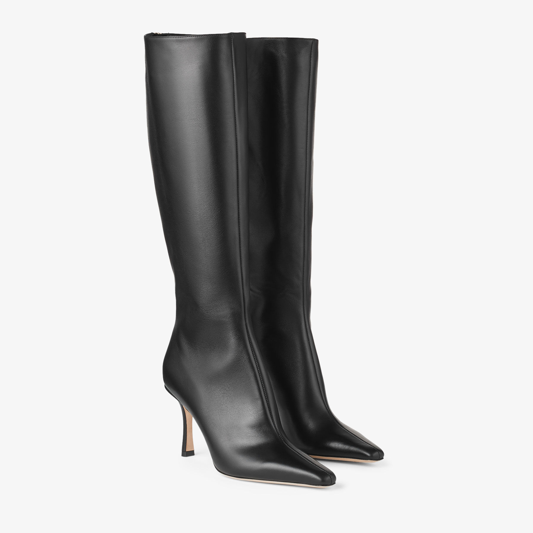 AGATHE KB 85 | Black Calf Leather Knee-High Boots | Autumn